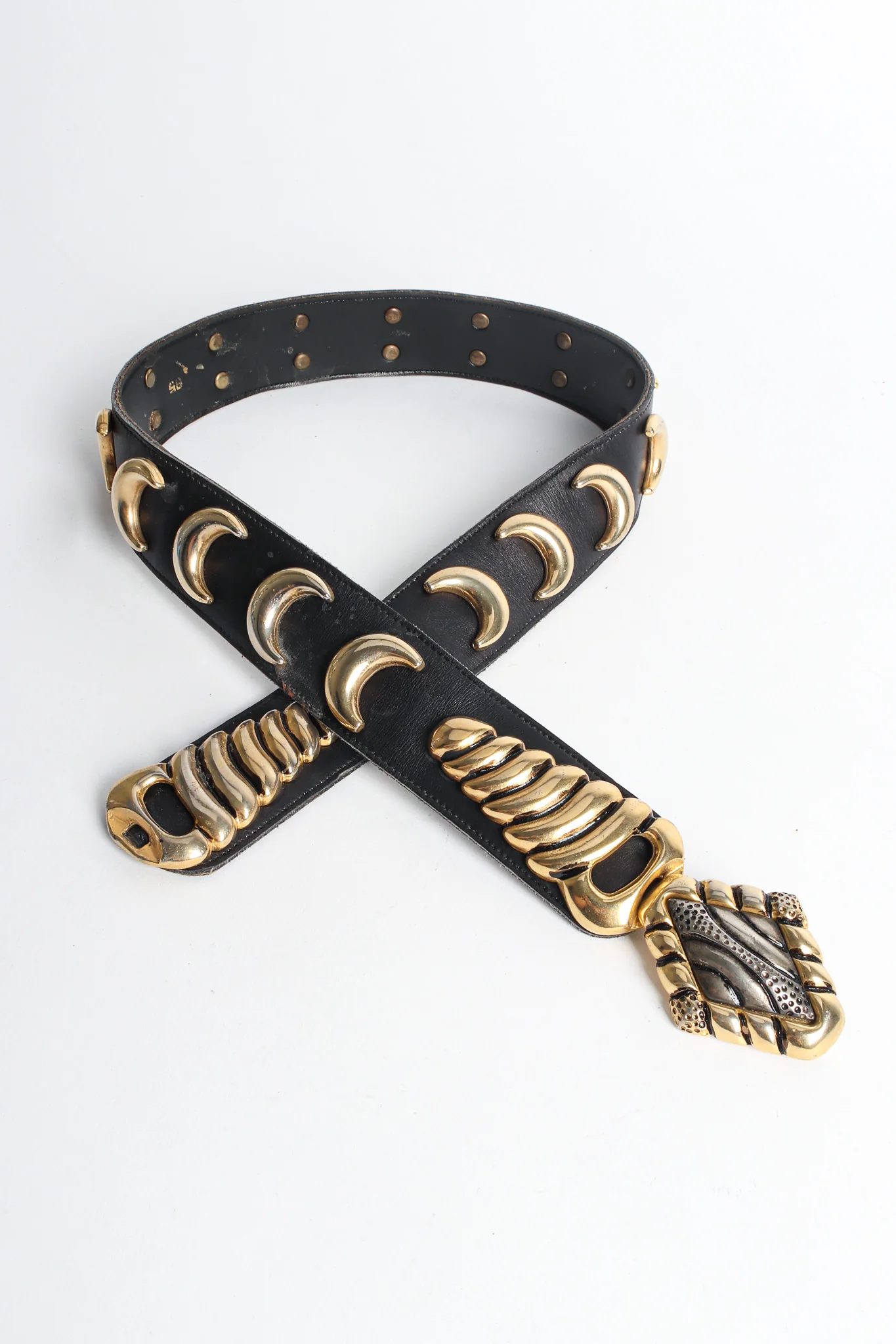 Crescent Stud Leather Belt
