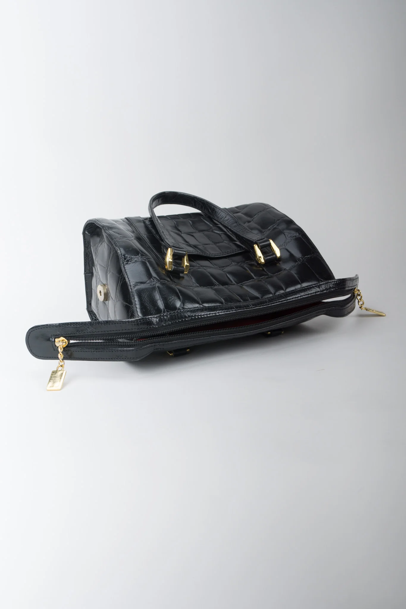 Croc Embossed Satchel - Image 10