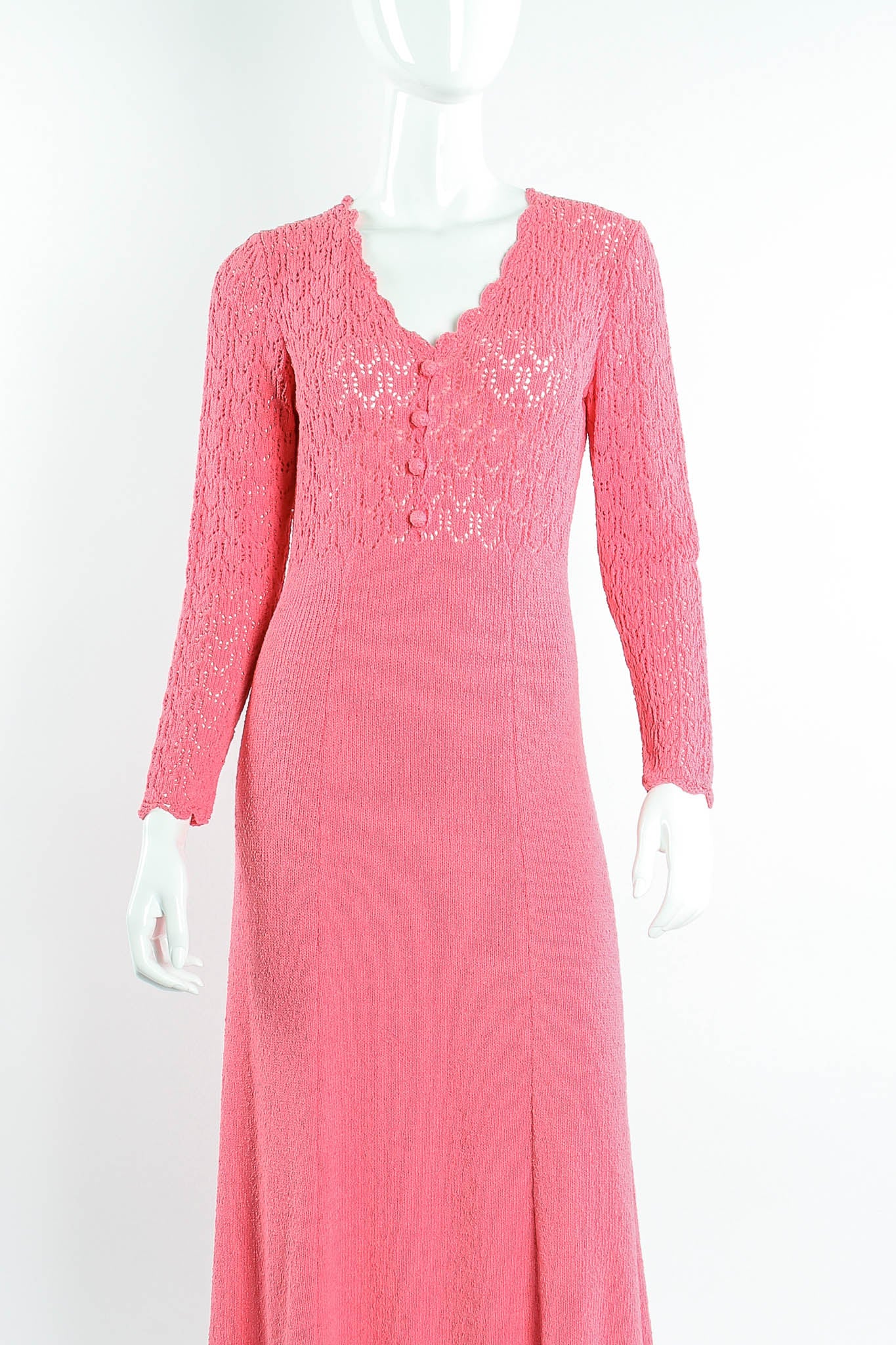 Scalloped Crochet Knit Maxi Dress