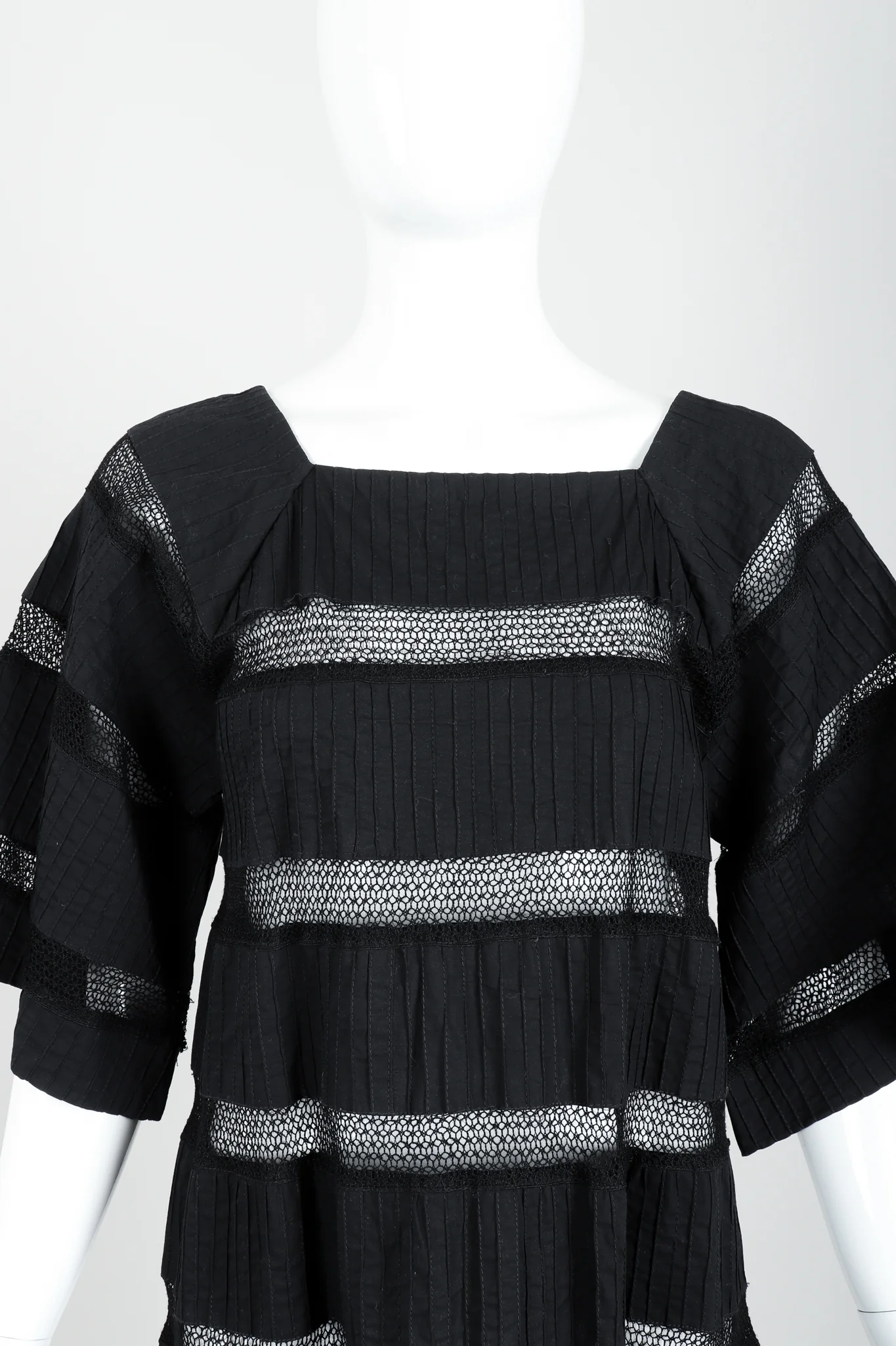 Crochet Stripe Peasant Dress - Image 2