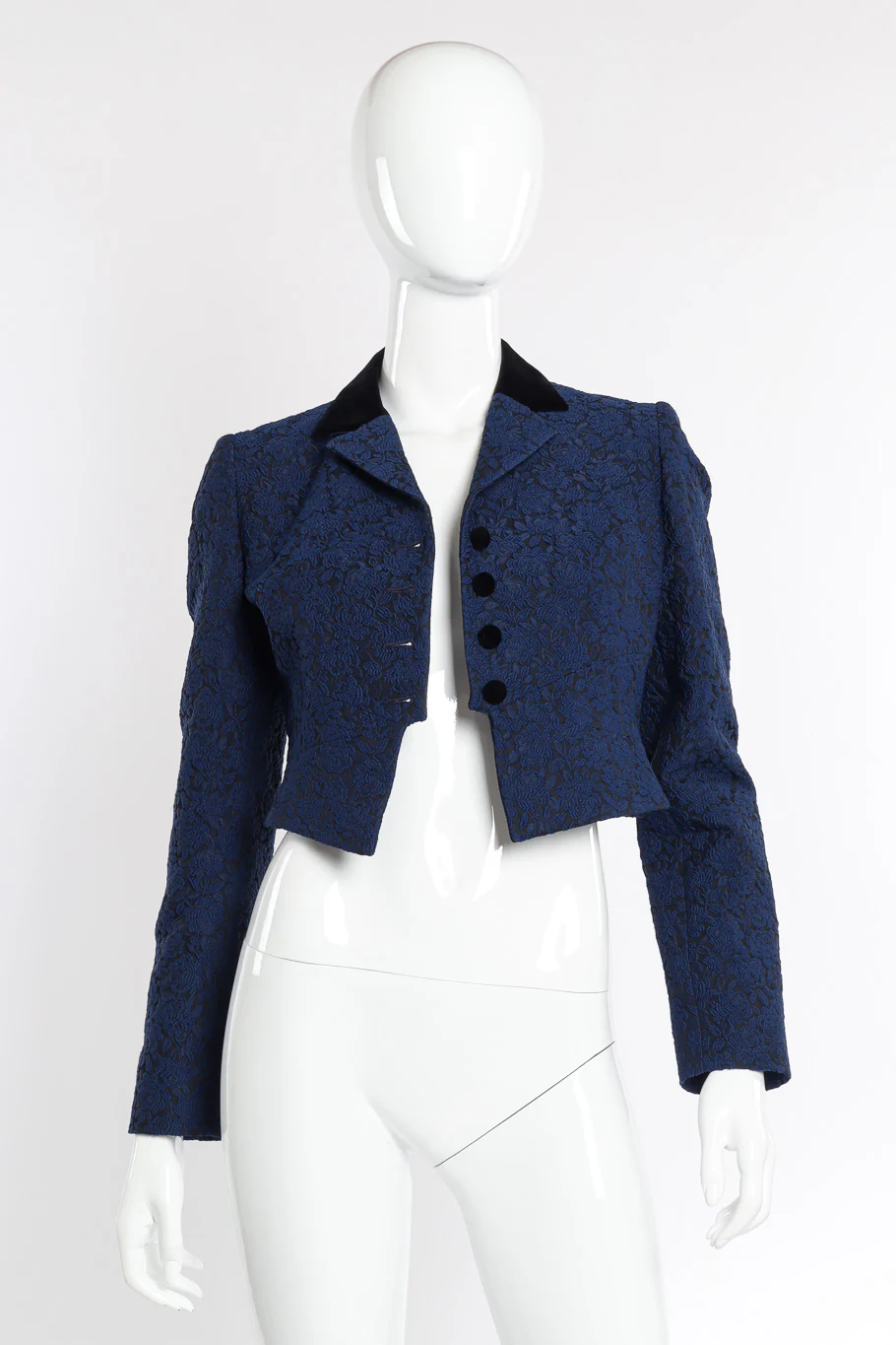 Cropped Floral Brocade Jacket - Image 2