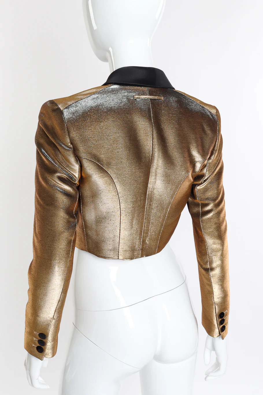 Cropped Lamé Tuxedo Jacket - Image 5