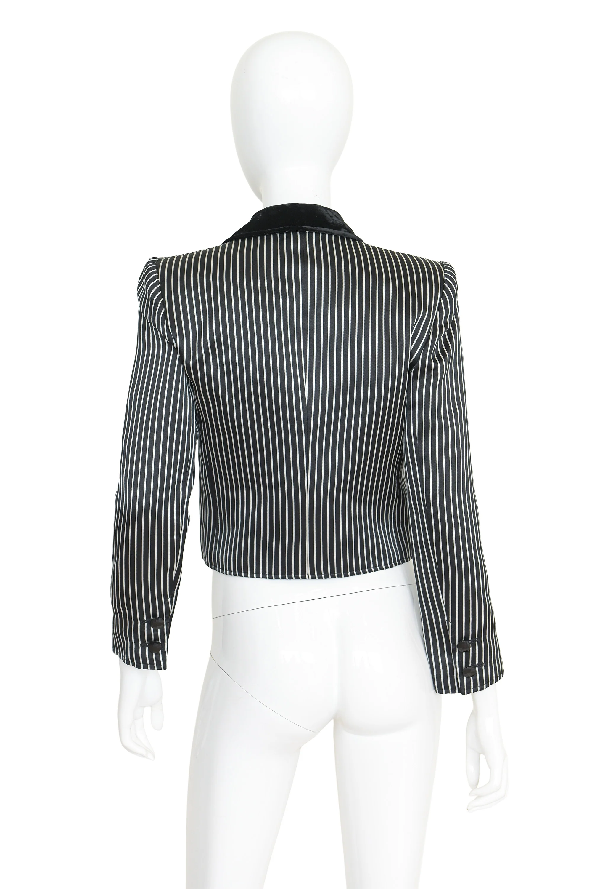 Cropped Pinstripe Blazer - Image 3