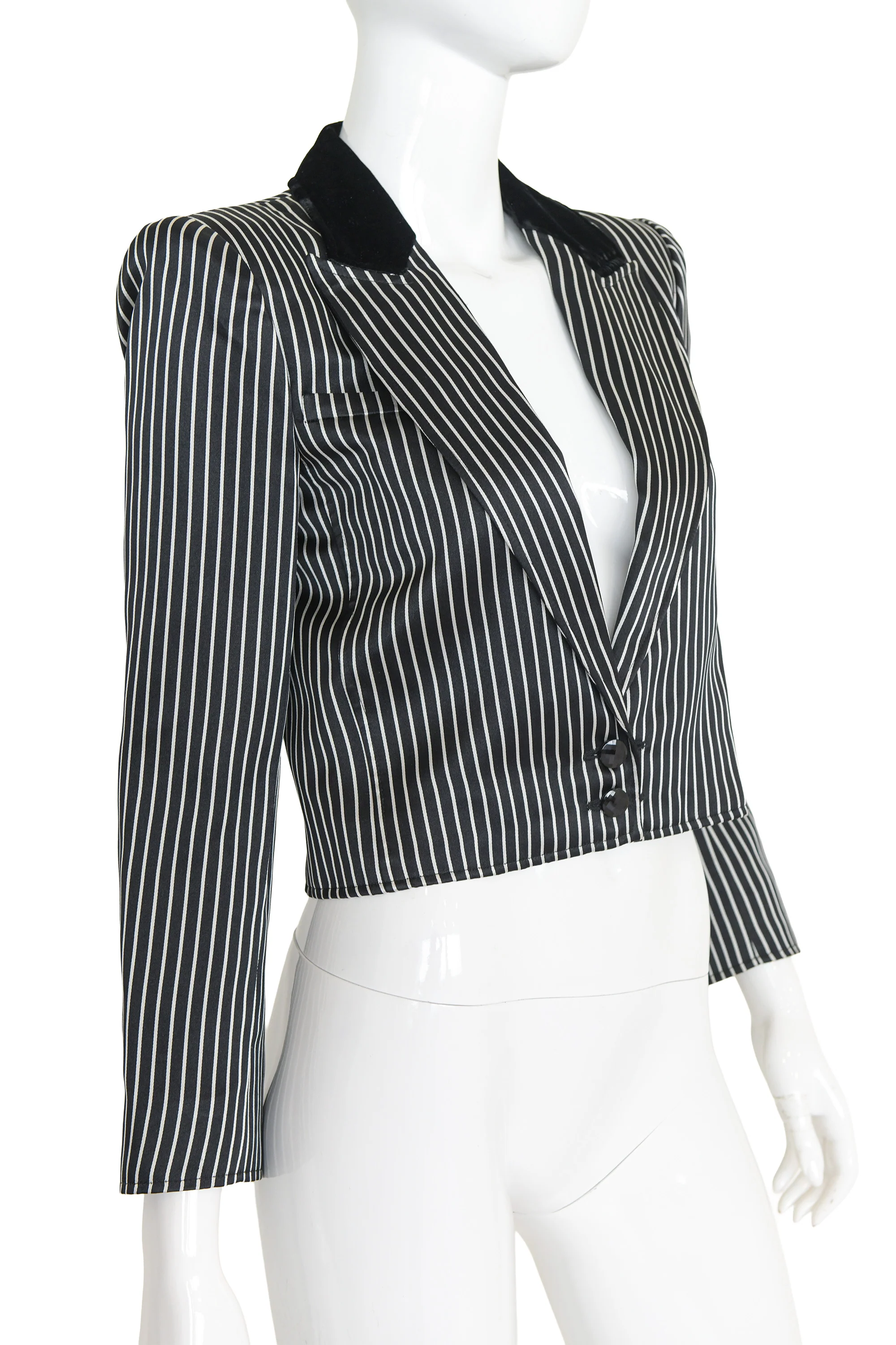 Cropped Pinstripe Blazer - Image 4