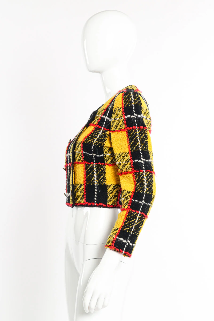Cropped Plaid Bouclé Jacket - Image 2