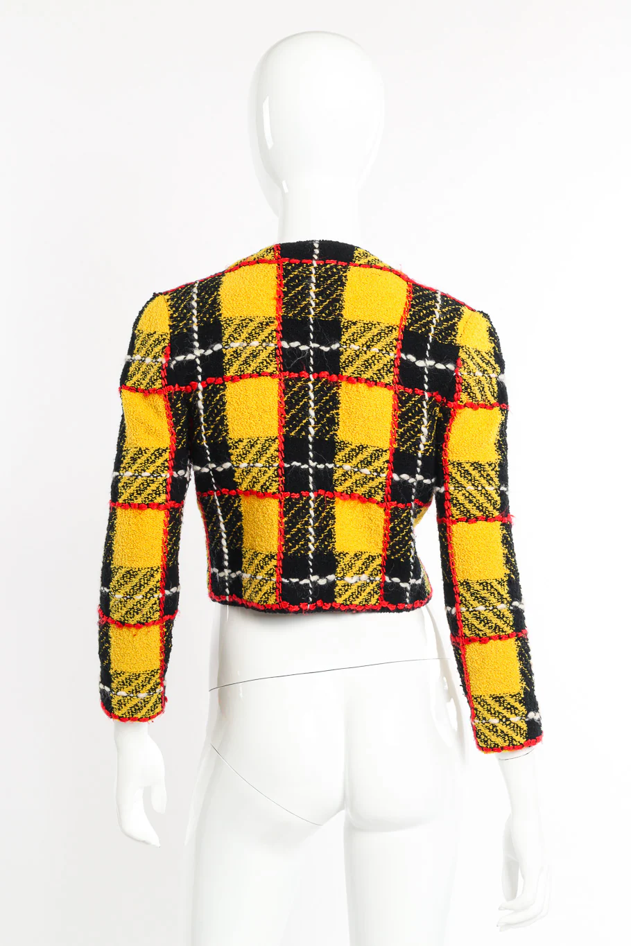 Cropped Plaid Bouclé Jacket - Image 3