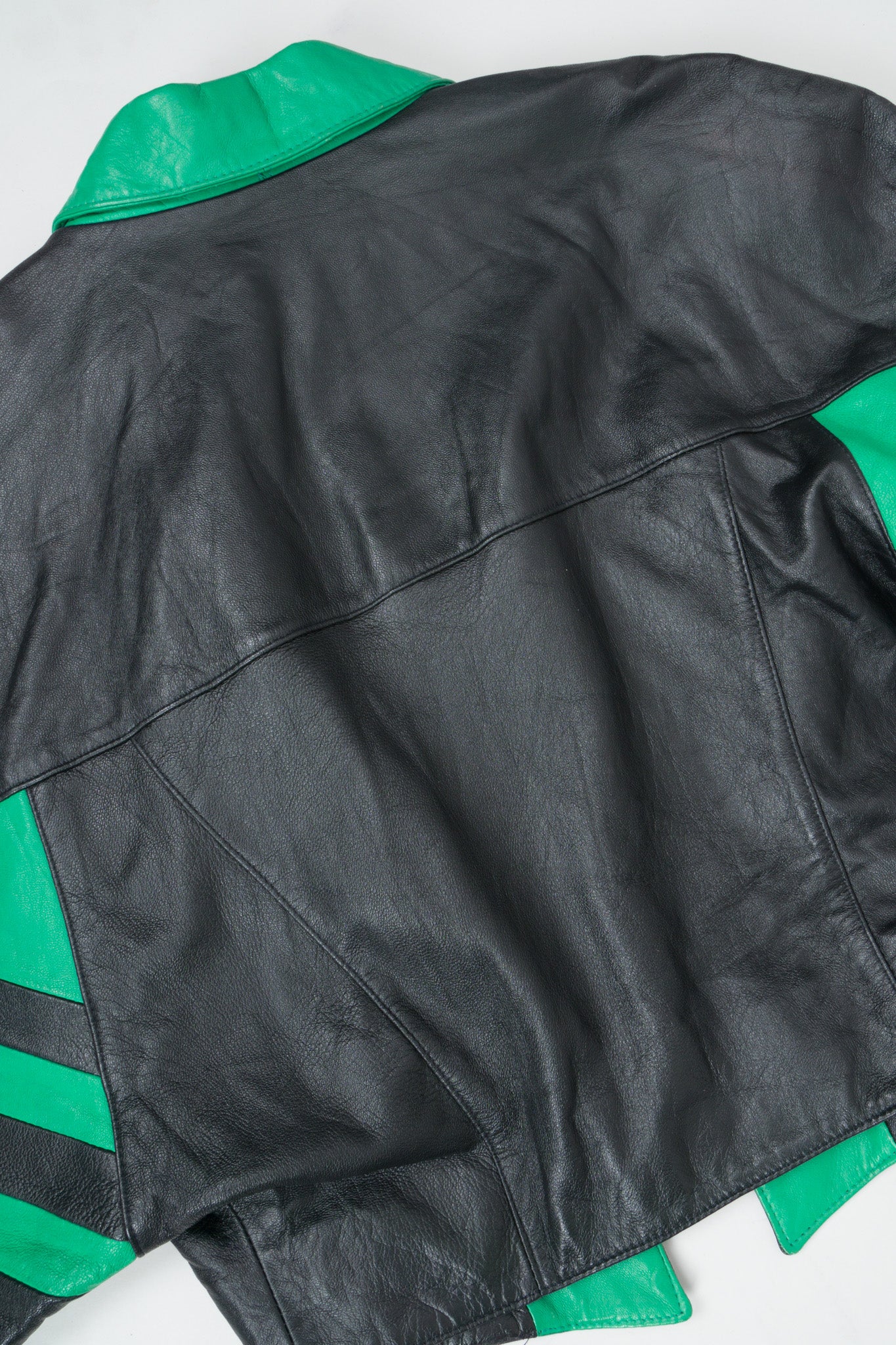 Cropped Stripe Leather Jacket - Image 14
