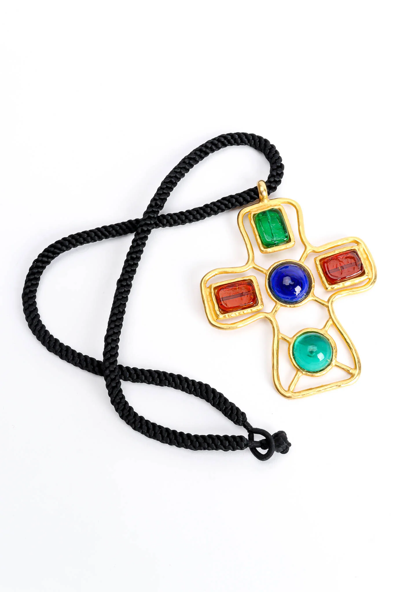Glass Stone Cross Pendant Necklace