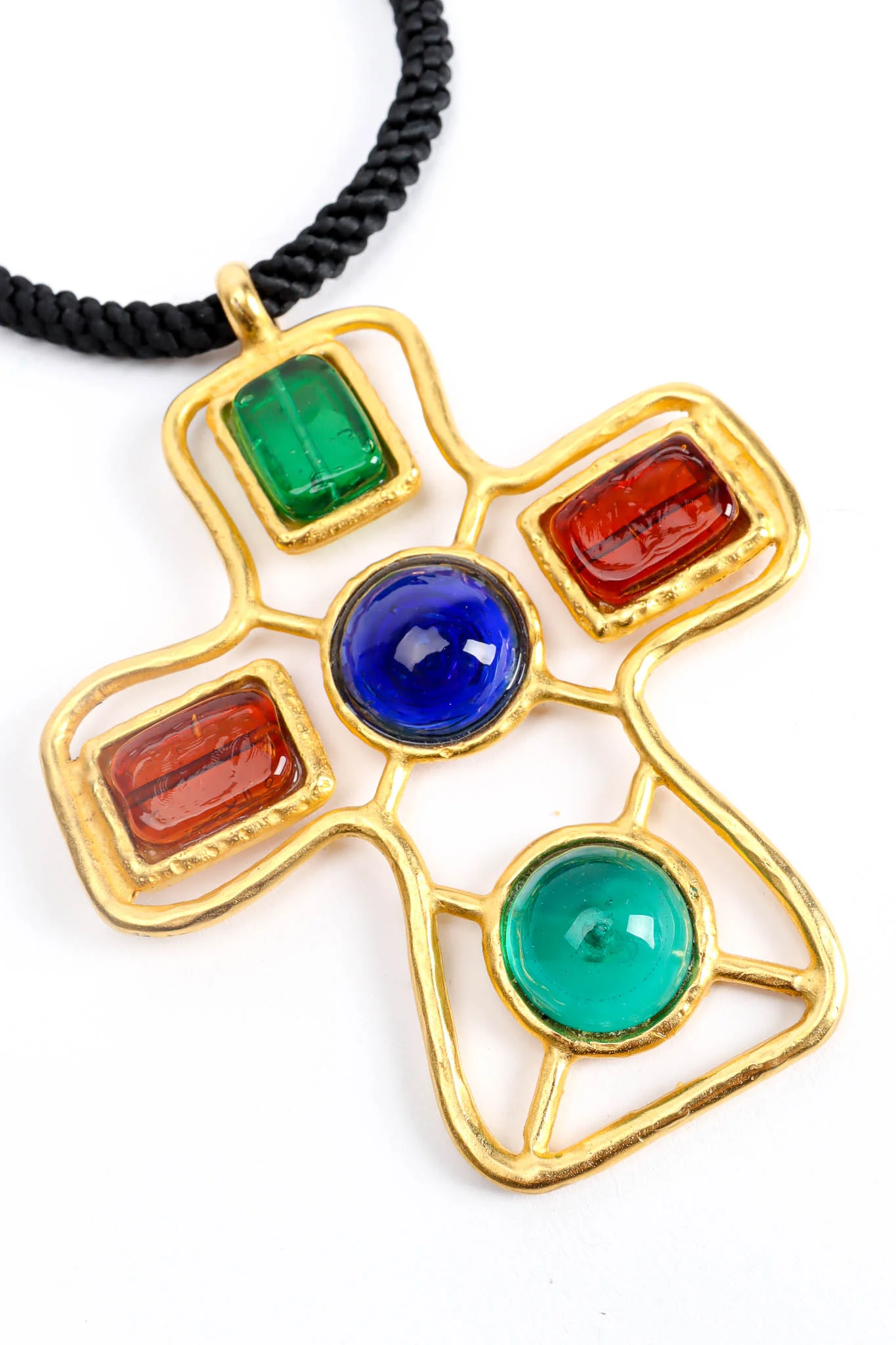 Glass Stone Cross Pendant Necklace - Image 4