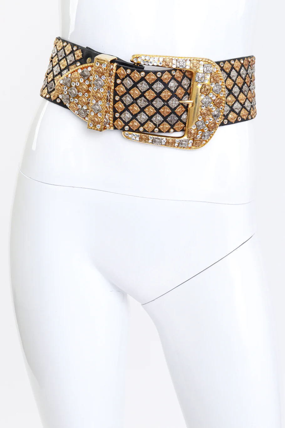 Cross Crystal Studded Leather Belt - Image 3