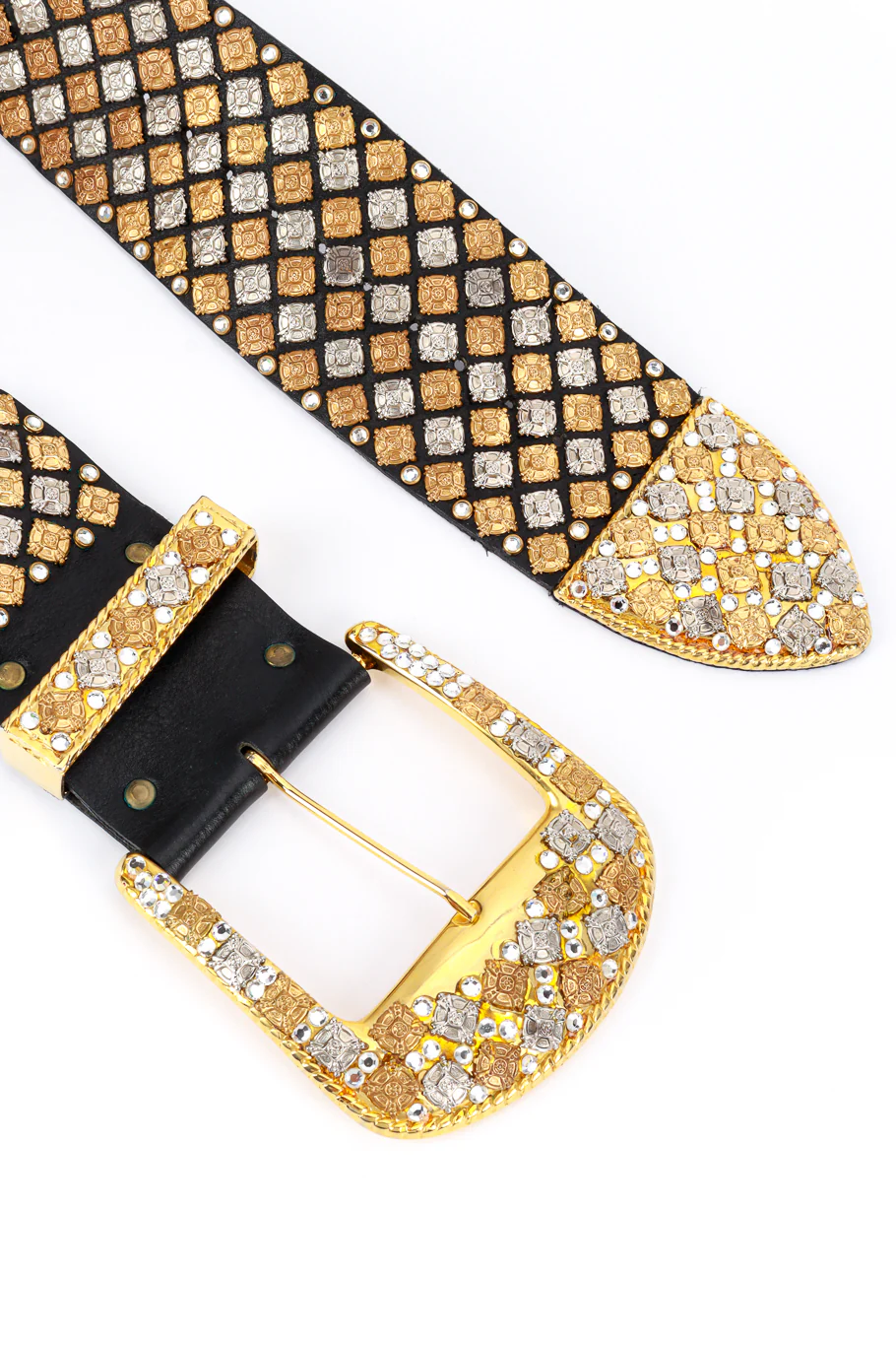Cross Crystal Studded Leather Belt - Image 4