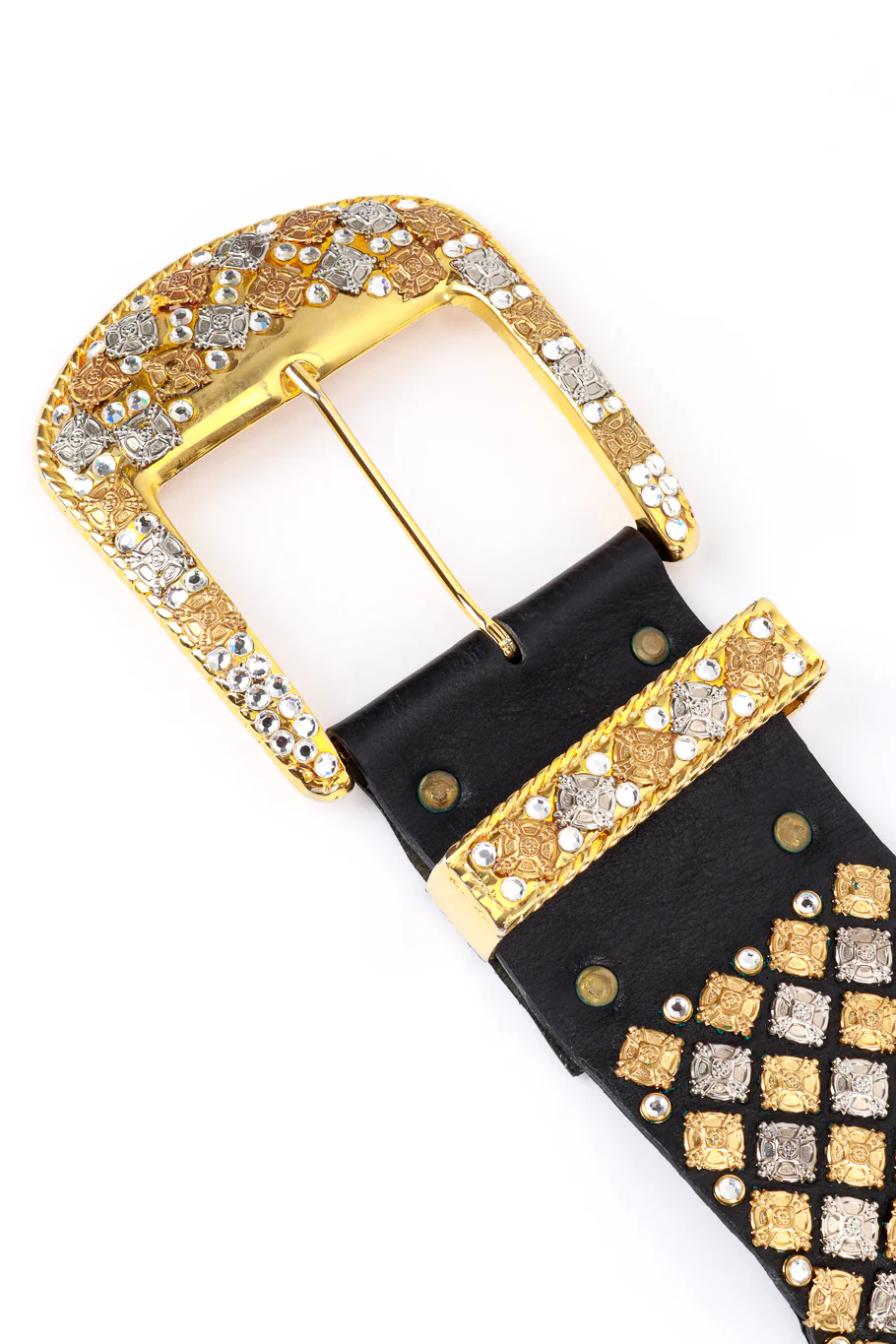 Cross Crystal Studded Leather Belt - Image 7