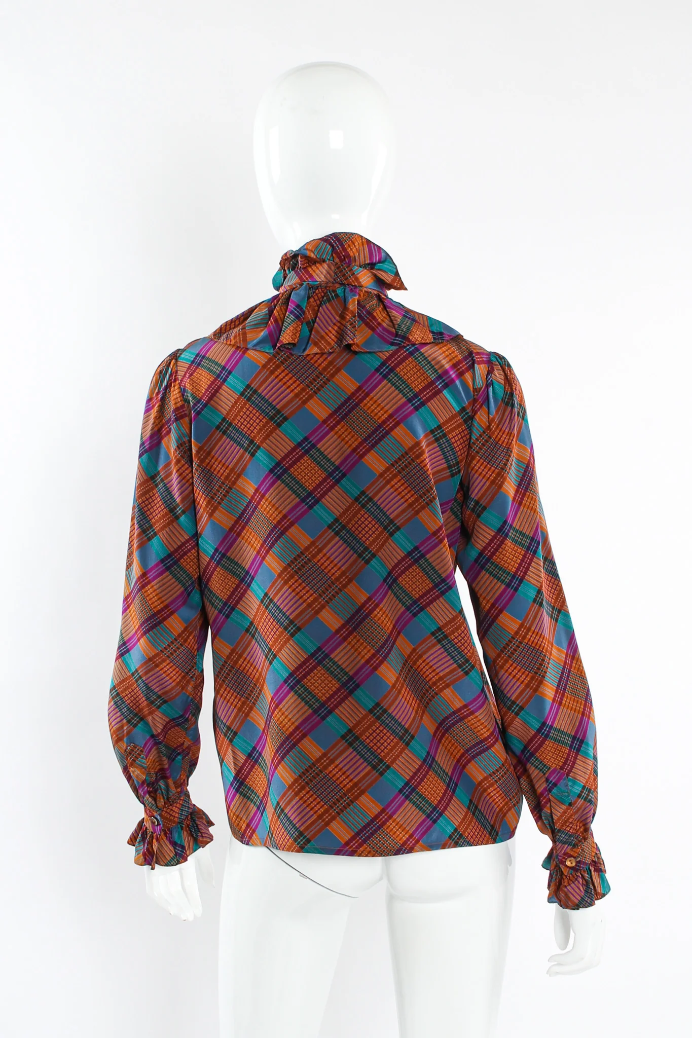 Crosshatch Ruffle Silk Blouse - Image 3