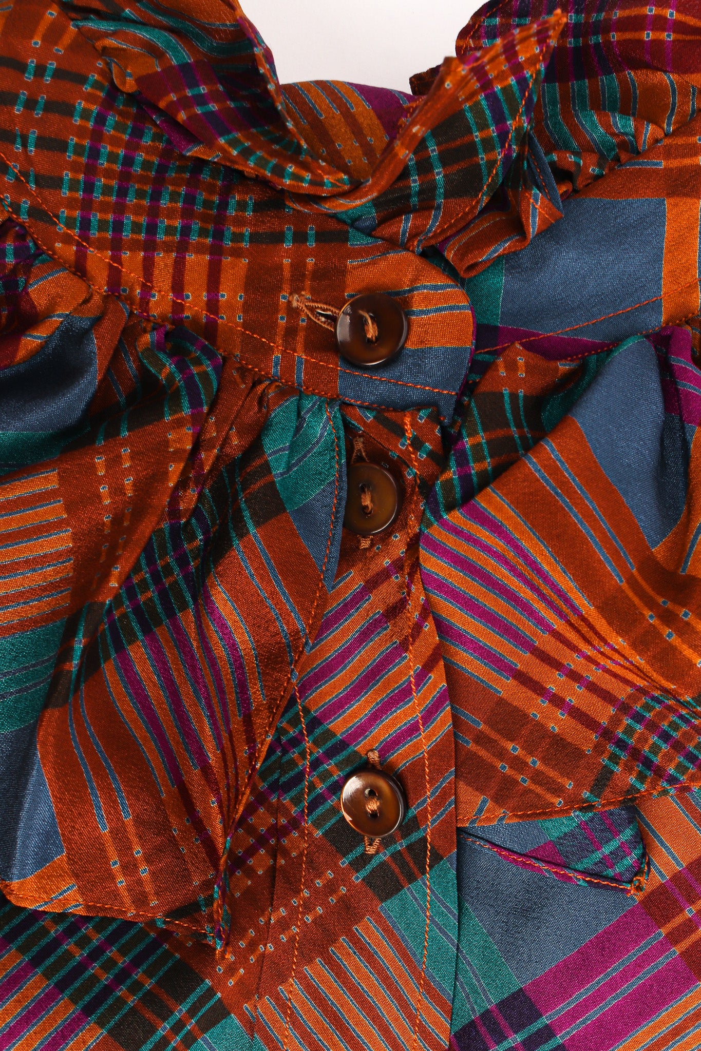 Crosshatch Ruffle Silk Blouse - Image 5