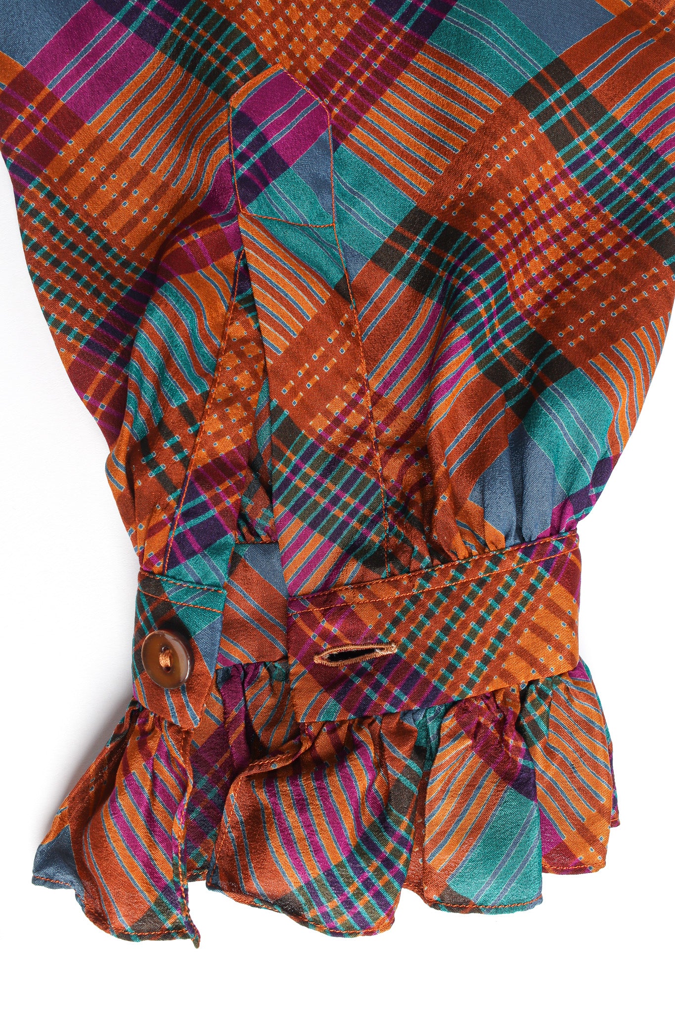 Crosshatch Ruffle Silk Blouse - Image 8
