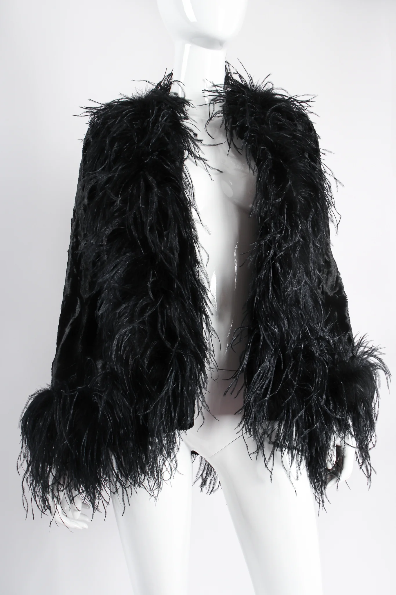 Crushed Velvet Ostrich Feather Jacket