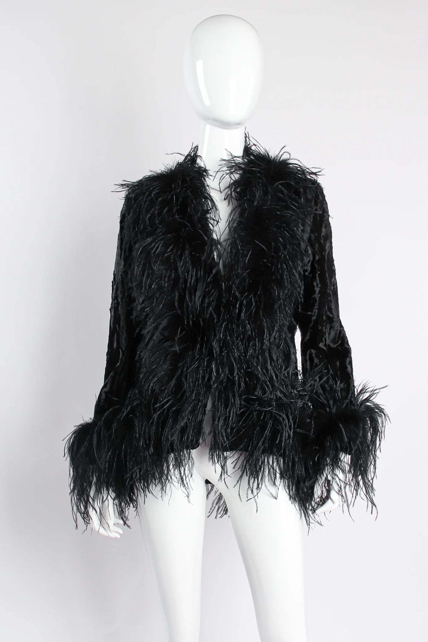 Crushed Velvet Ostrich Feather Jacket - Image 2