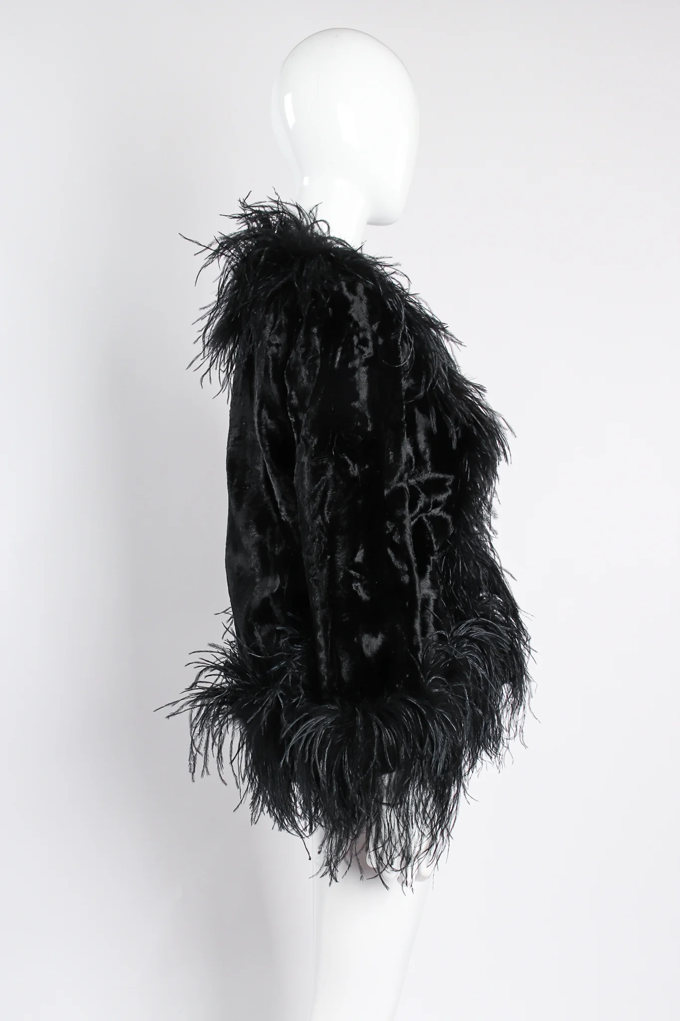 Crushed Velvet Ostrich Feather Jacket - Image 3