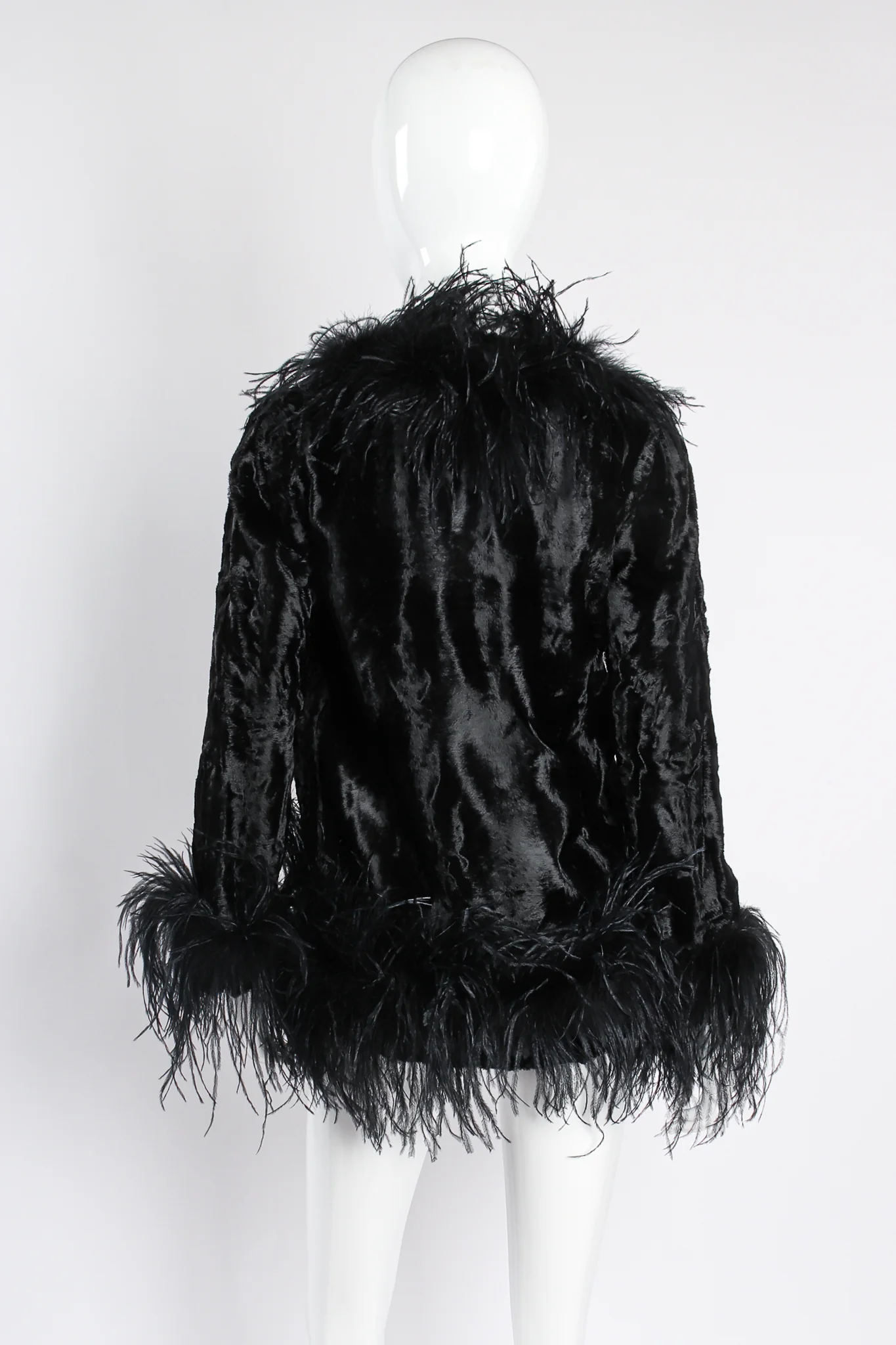 Crushed Velvet Ostrich Feather Jacket - Image 4