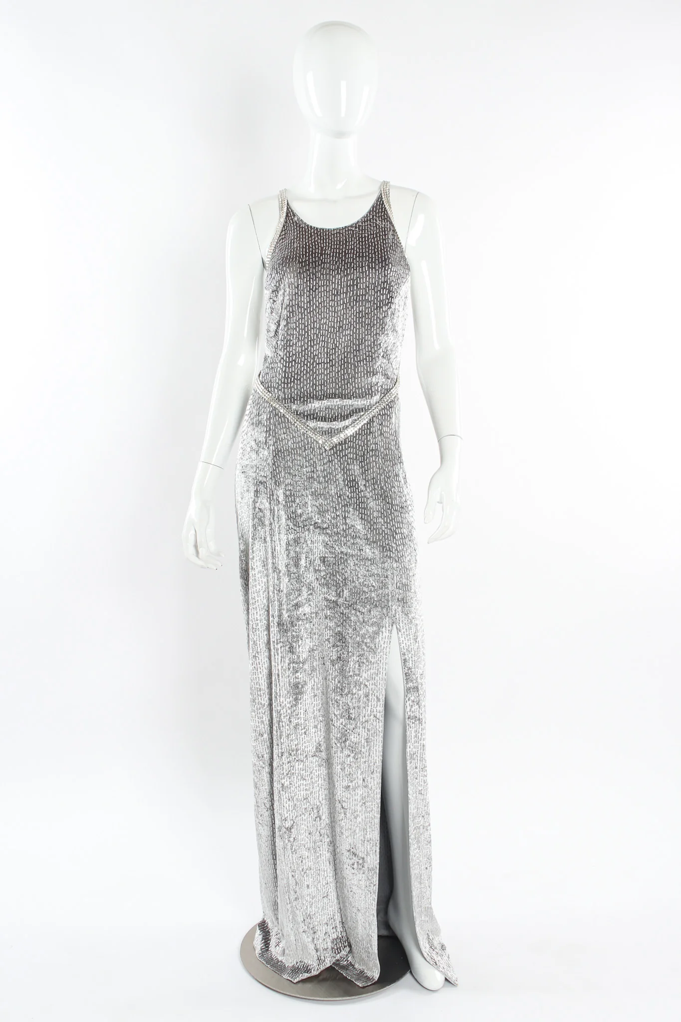 Crushed Velvet Rhinestone Metallic Dress