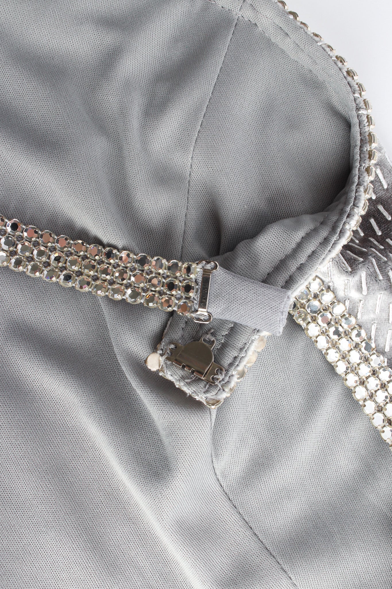 Crushed Velvet Rhinestone Metallic Dress - Image 10