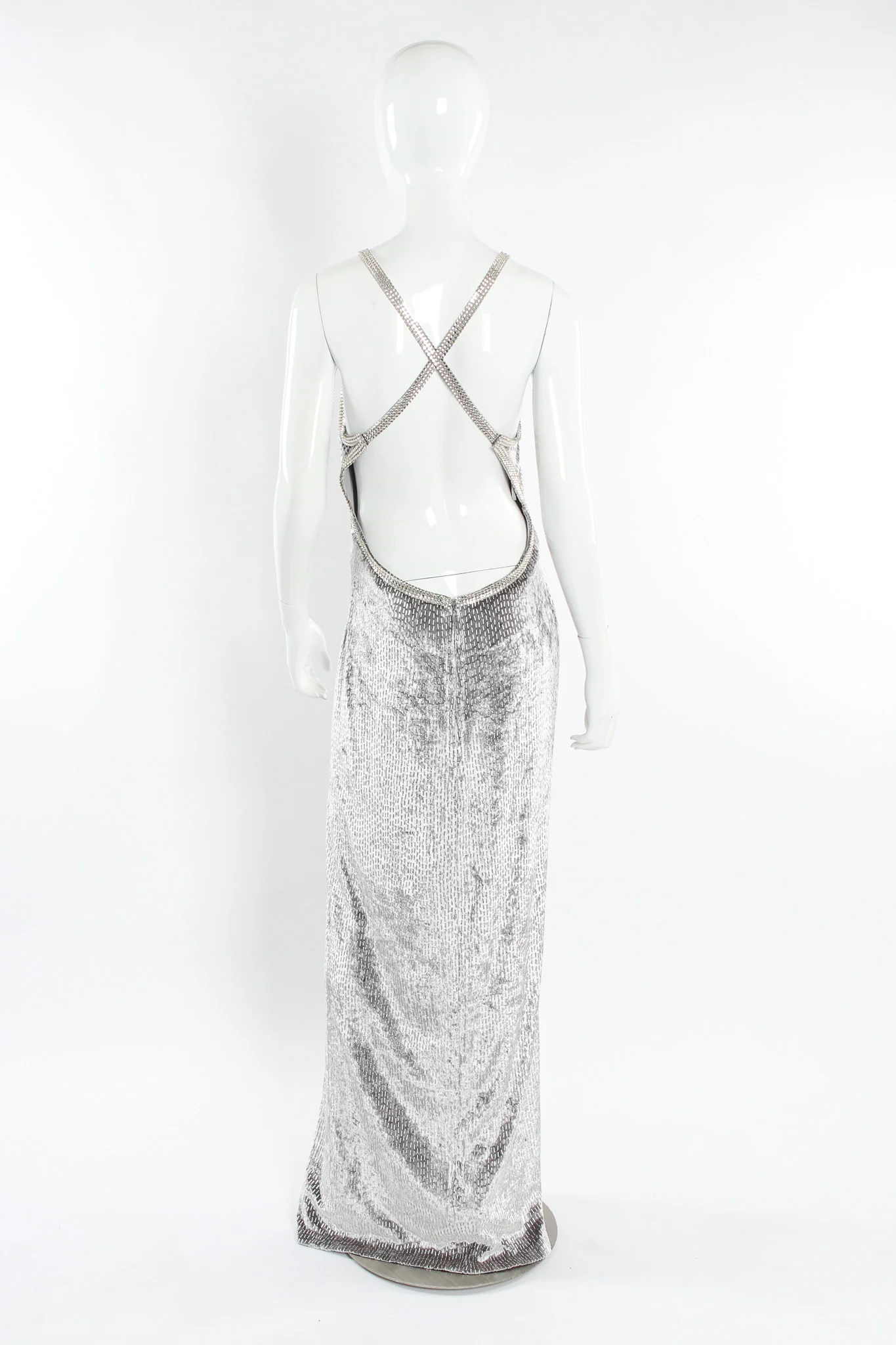 Crushed Velvet Rhinestone Metallic Dress - Image 2