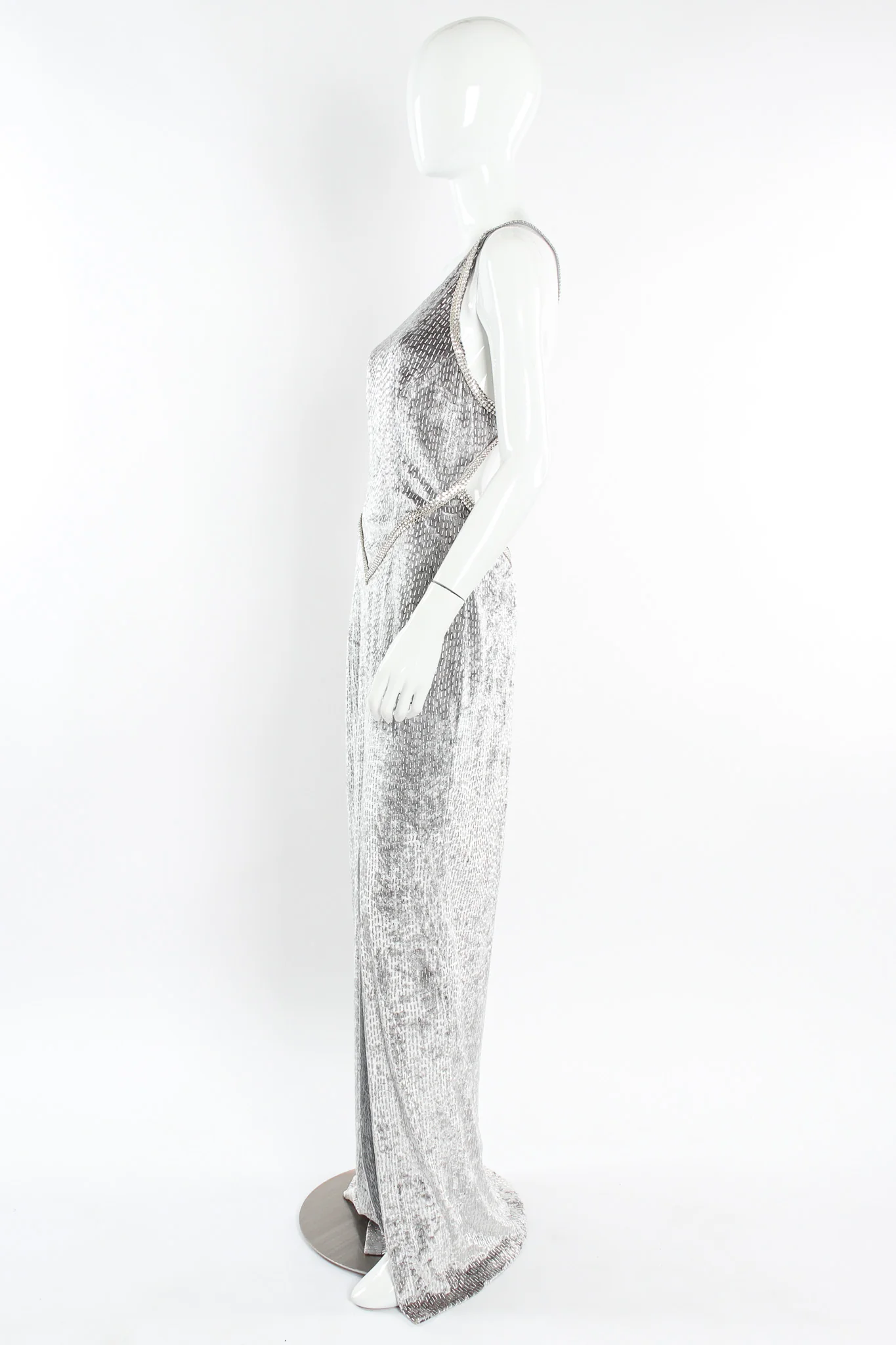 Crushed Velvet Rhinestone Metallic Dress - Image 3