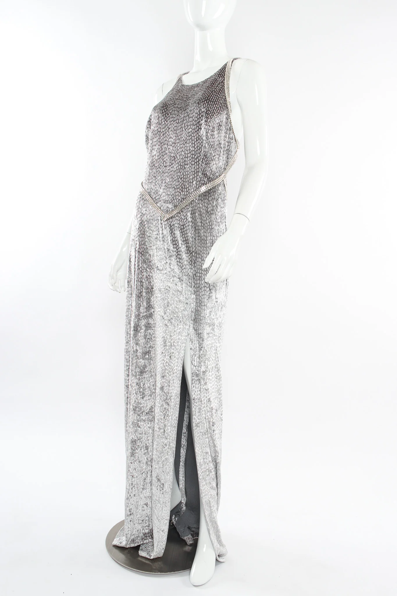 Crushed Velvet Rhinestone Metallic Dress - Image 4