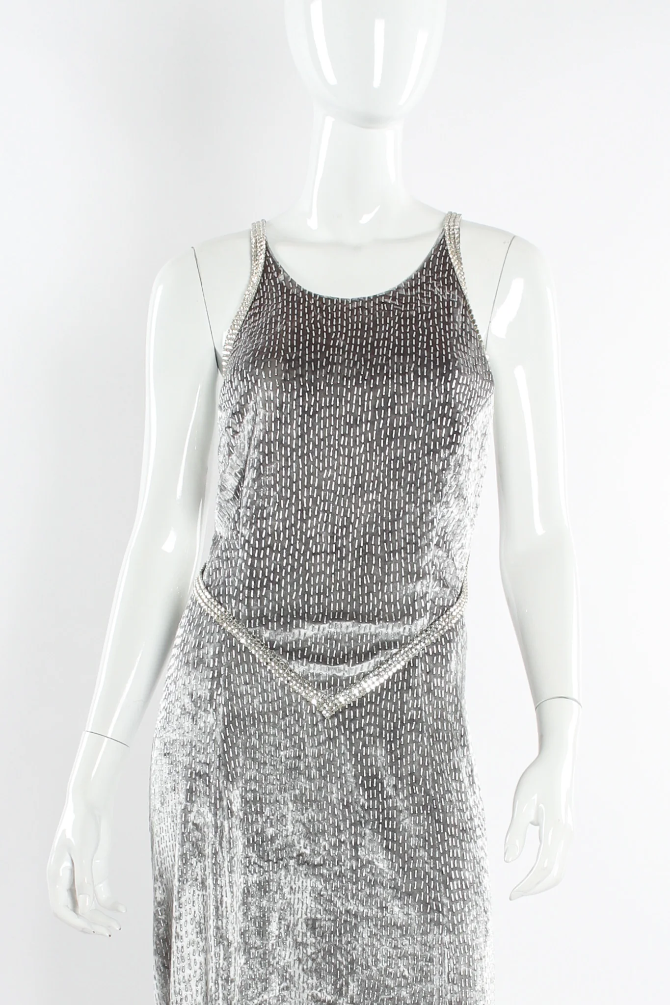 Crushed Velvet Rhinestone Metallic Dress - Image 5