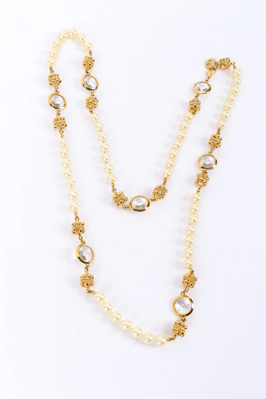 Crystal and Pearl Chain Necklace - Image 2