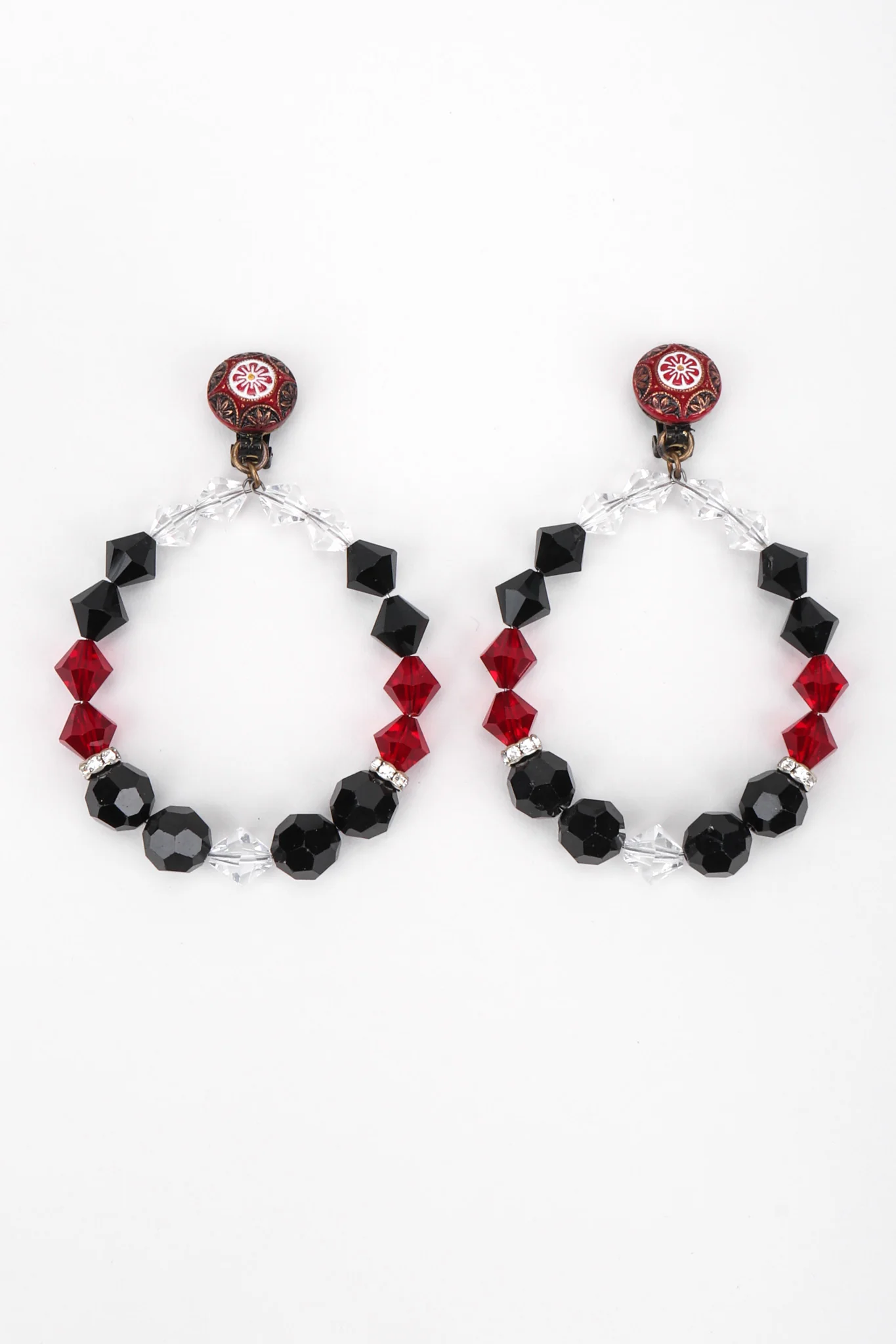 Crystal Bead Hoop Earrings - Image 3