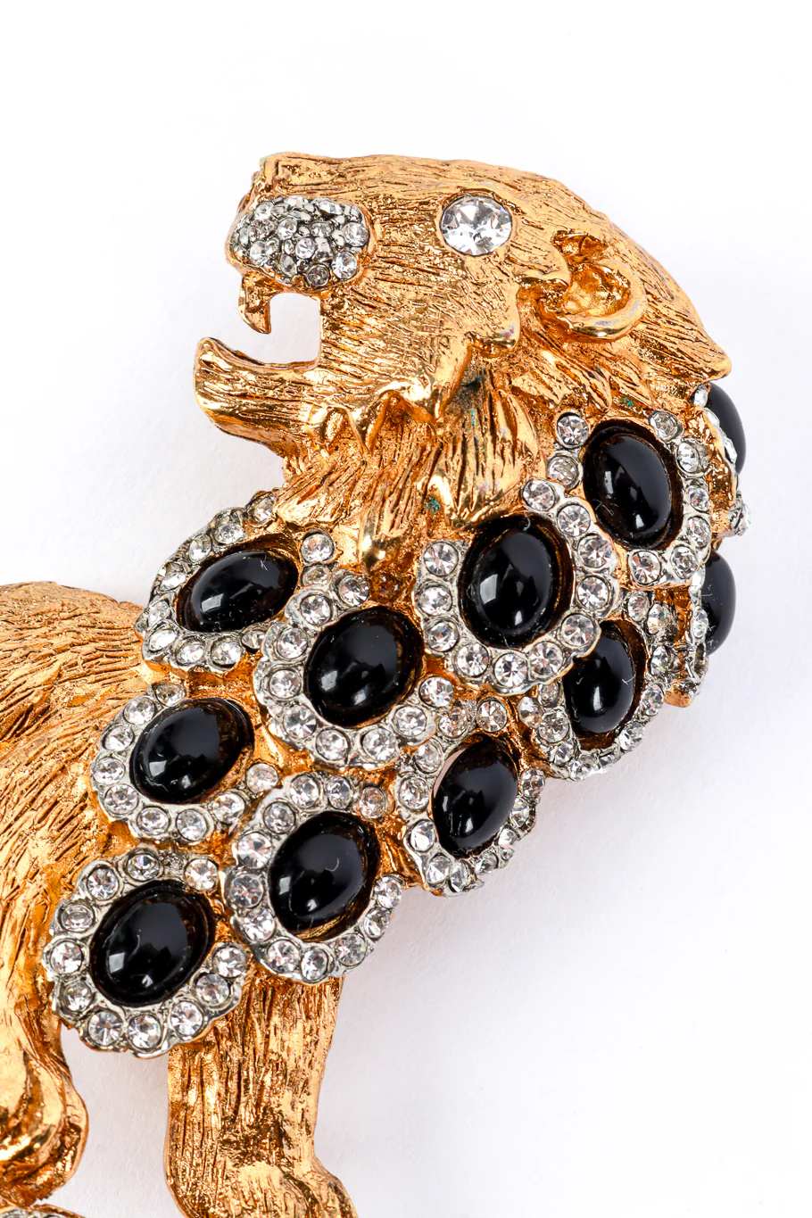 Crystal & Black Stone Lion Brooch - Image 3