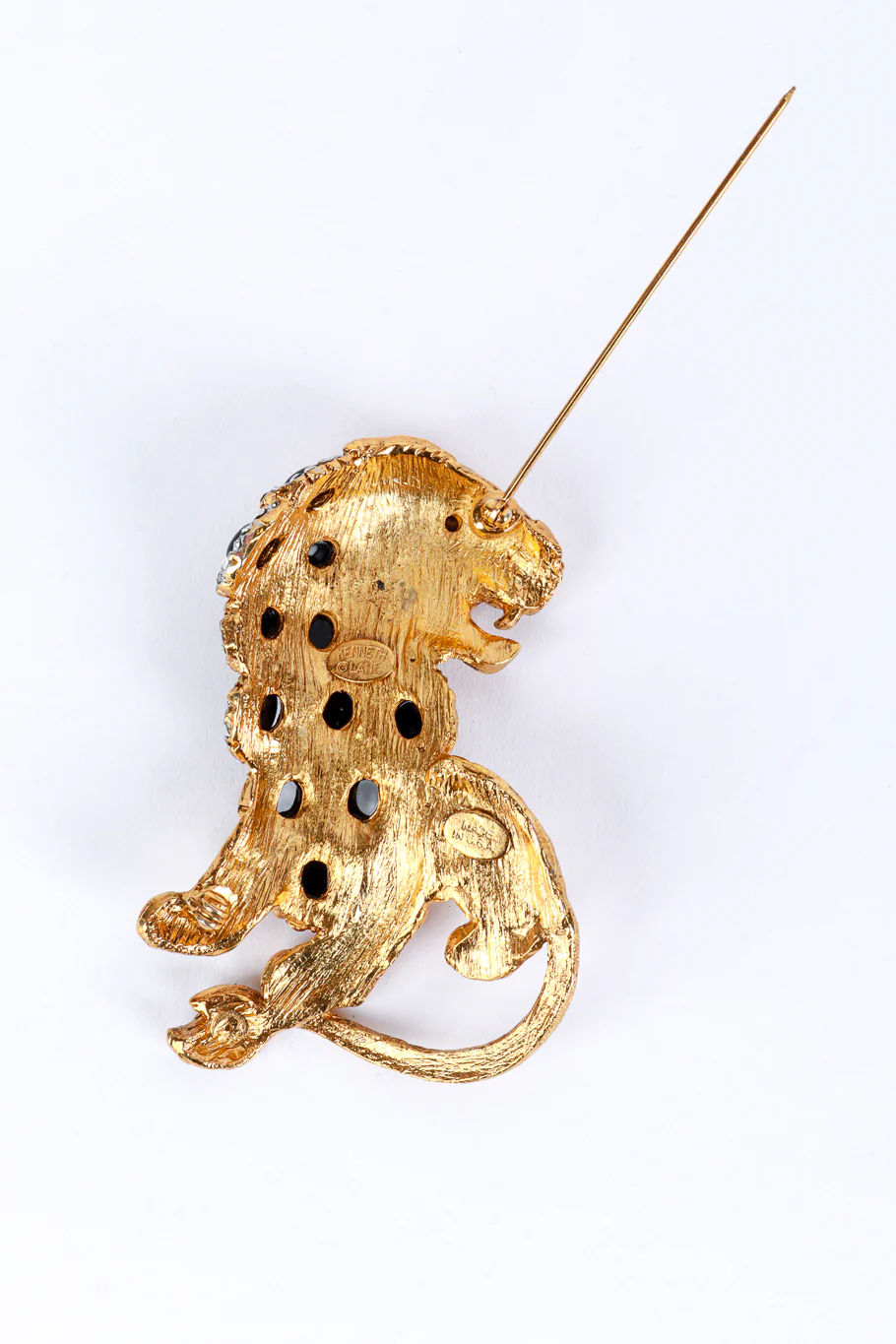 Crystal & Black Stone Lion Brooch - Image 4