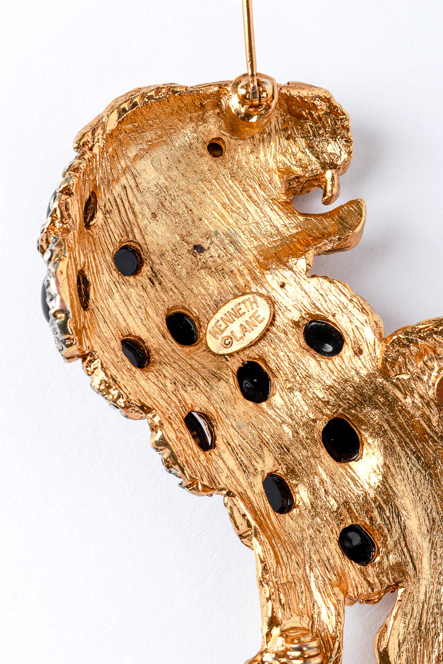 Crystal & Black Stone Lion Brooch - Image 5