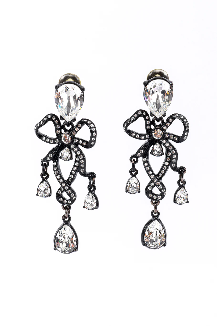 Crystal Bow Ribbon Drop Earrings