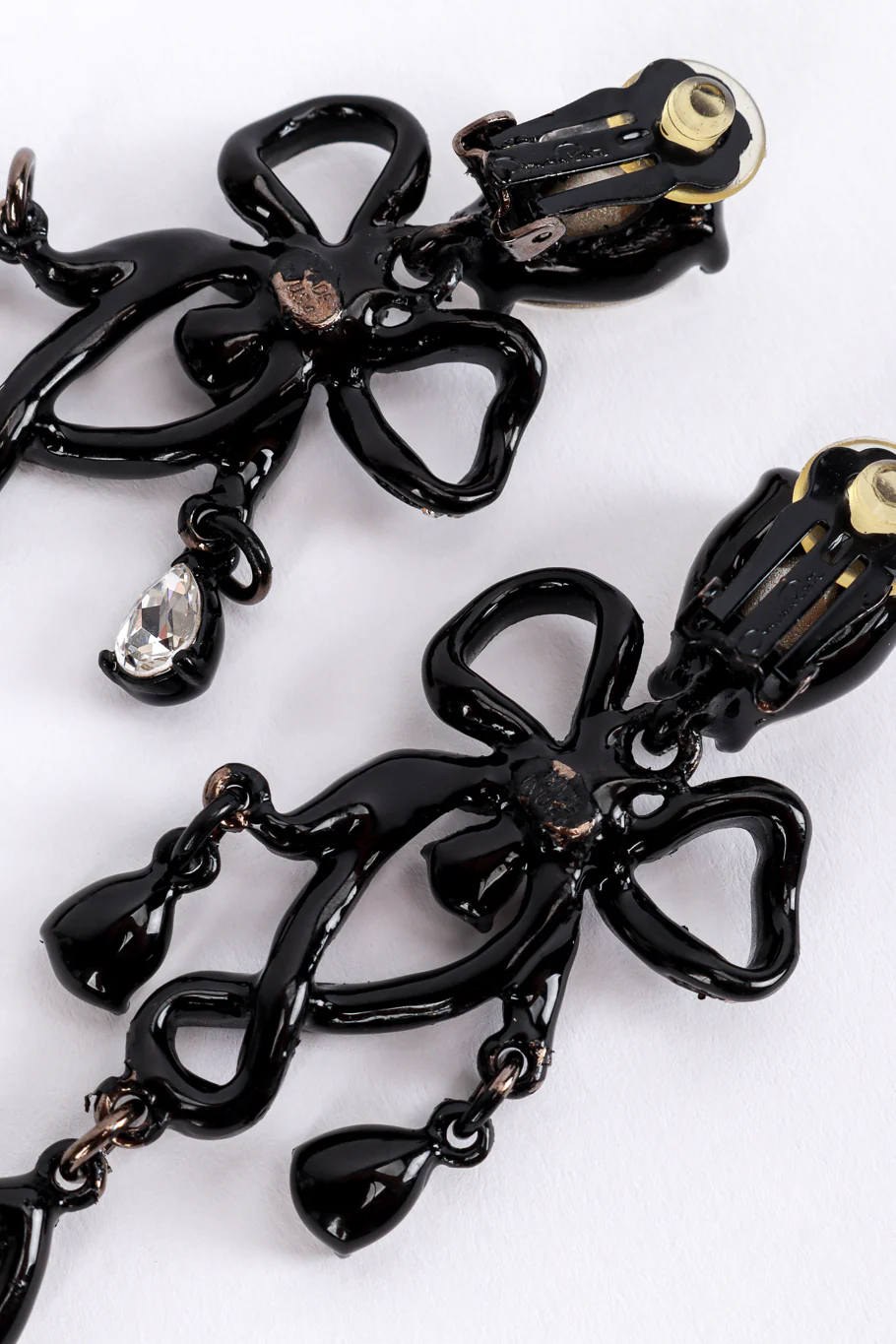 Crystal Bow Ribbon Drop Earrings - Image 6