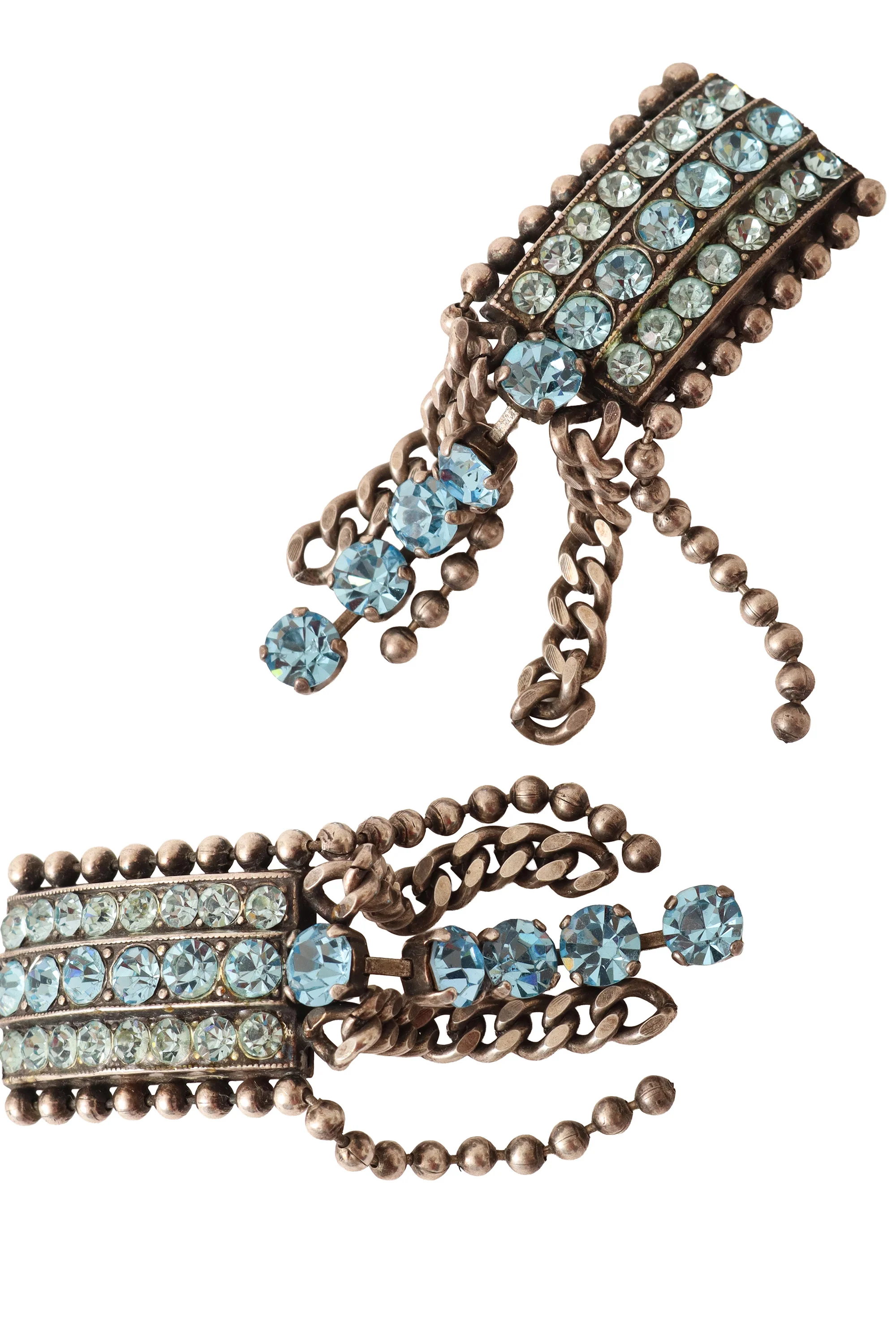 Crystal Chain Drop Fringe Earrings - Image 3