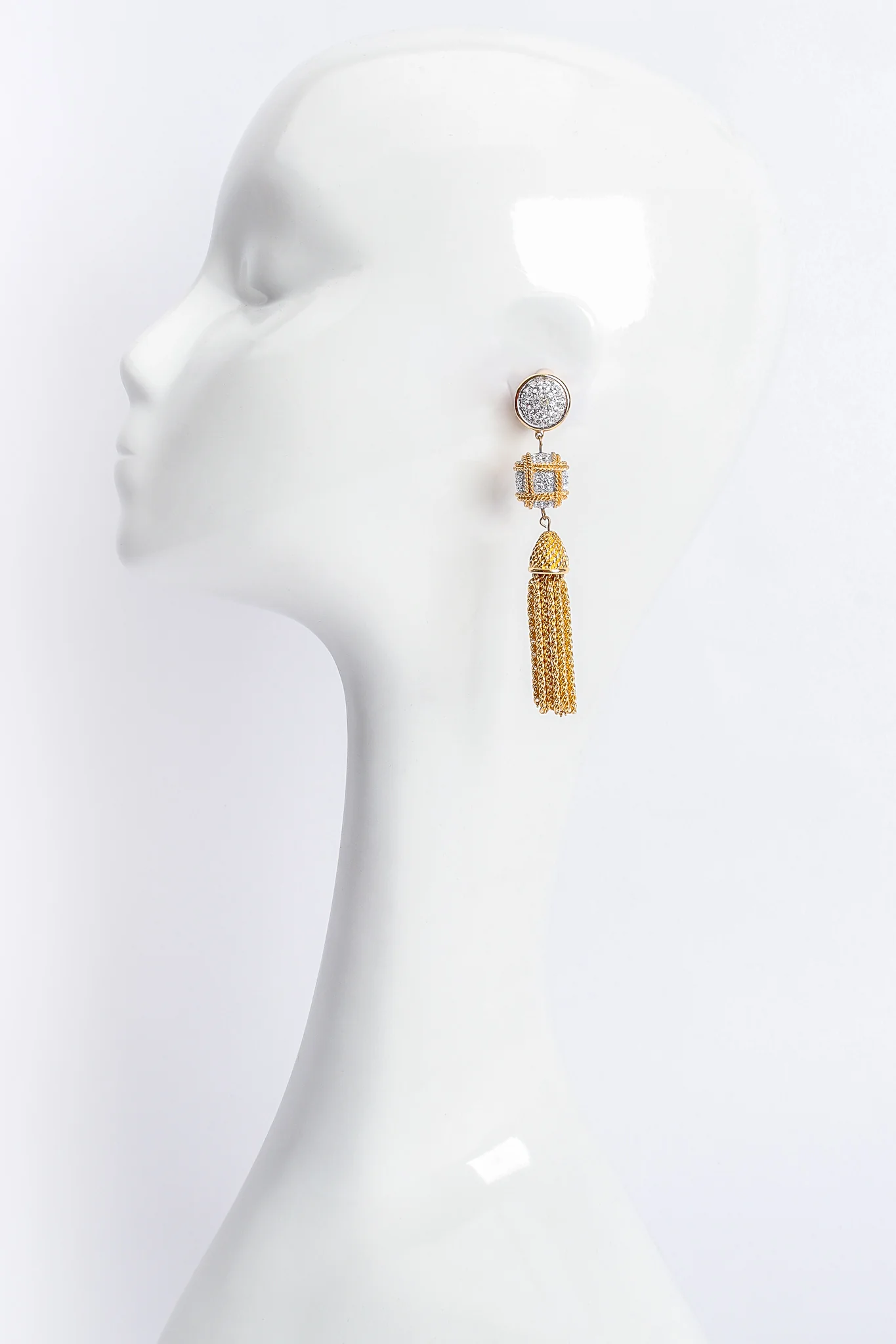 Crystal Chain Tassel Earrings - Image 2