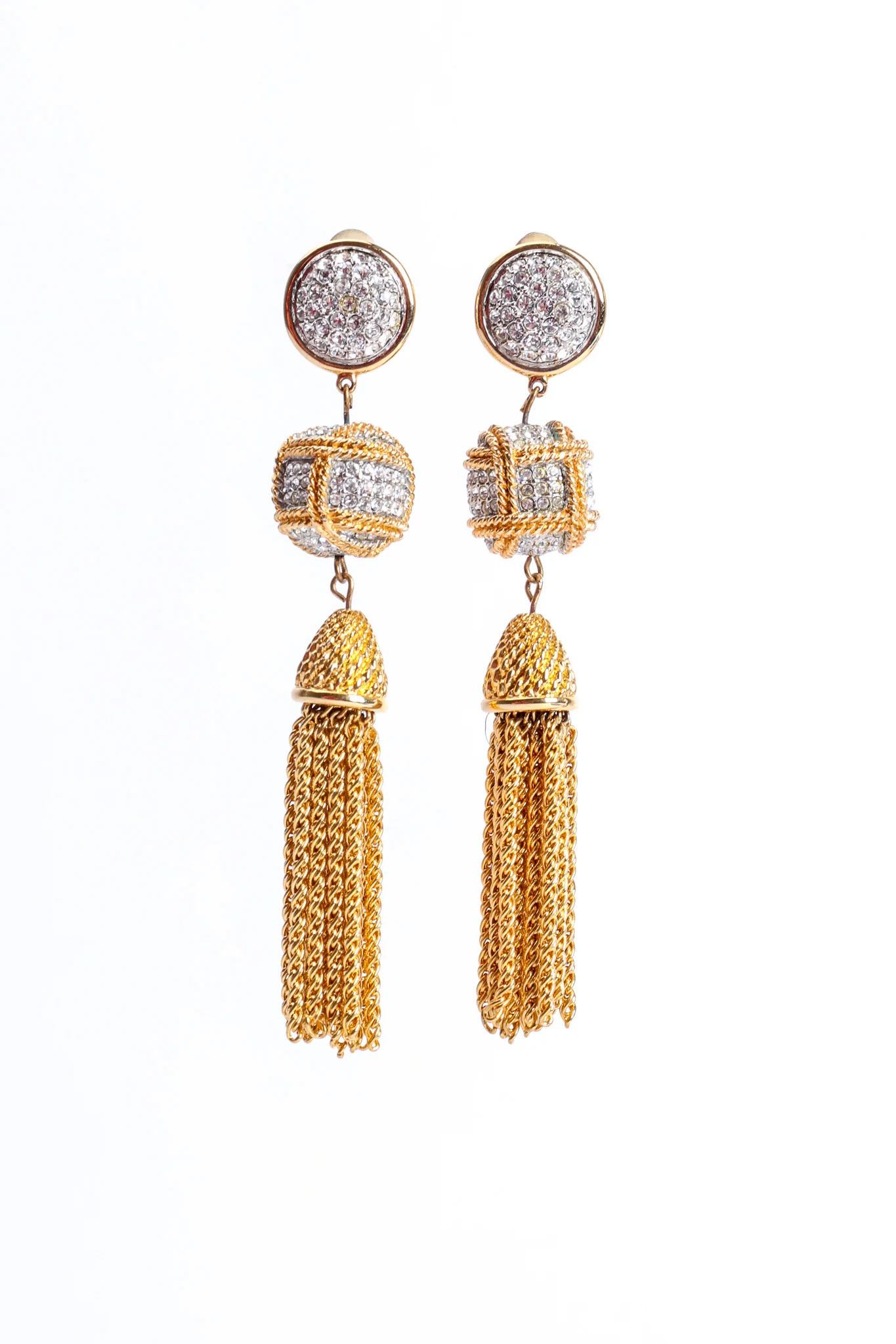 Crystal Chain Tassel Earrings - Image 3