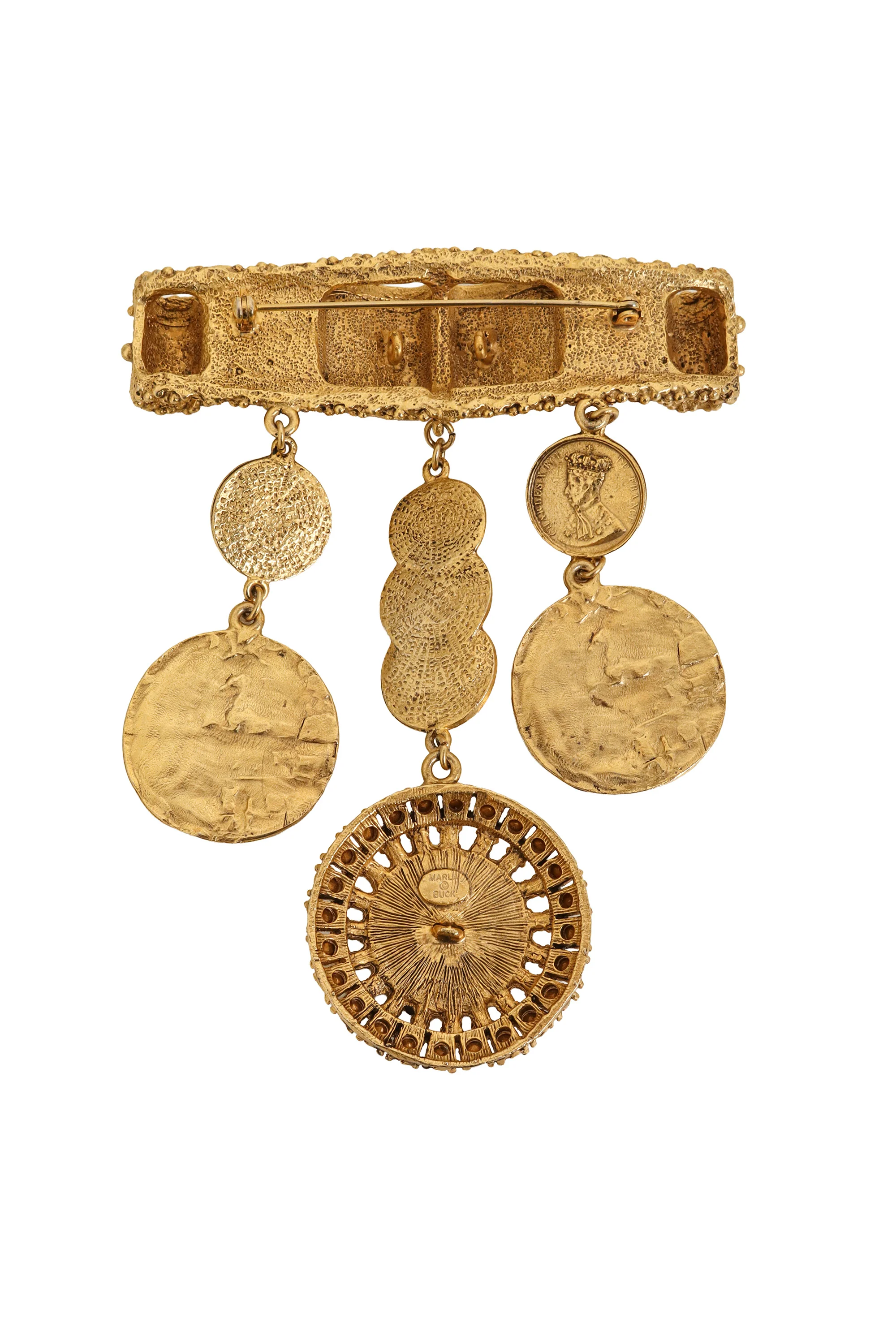 Crystal Coin Drop Statement Brooch - Image 4