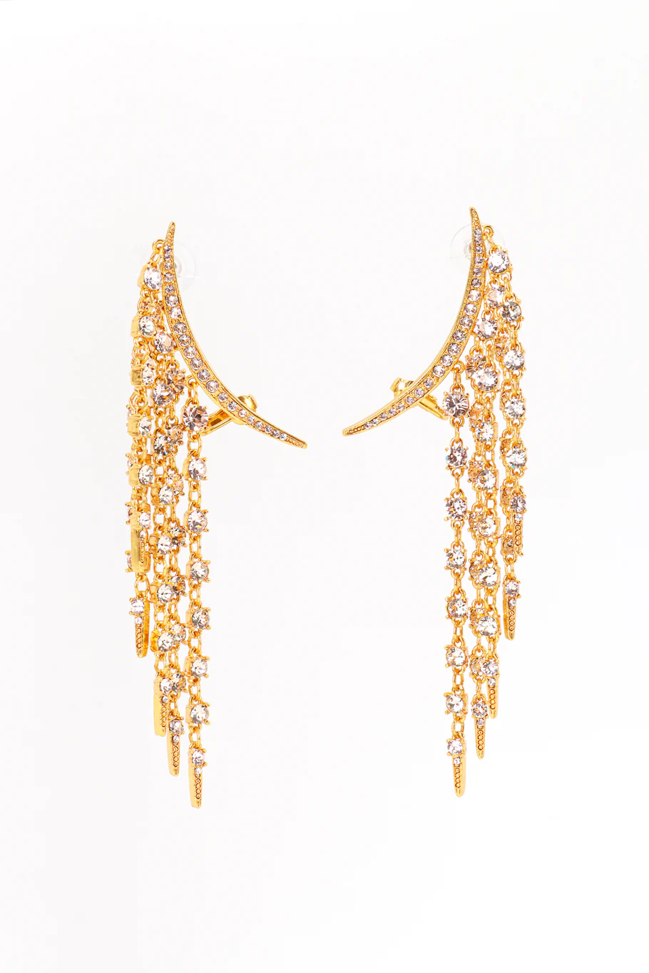 Crystal Crescent Moon & Falling Stars Earrings