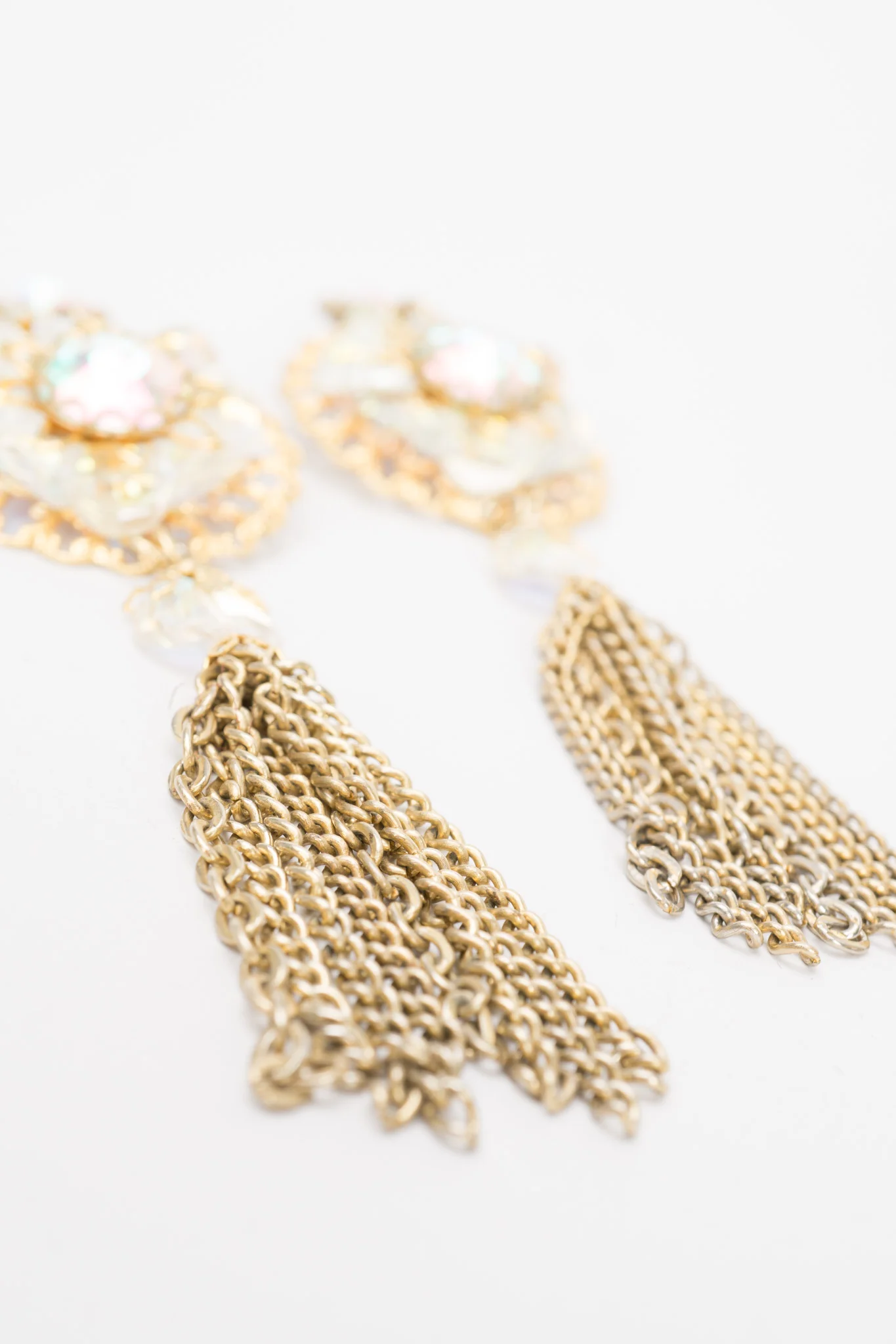 Crystal Filigree Tassel Earrings - Image 4