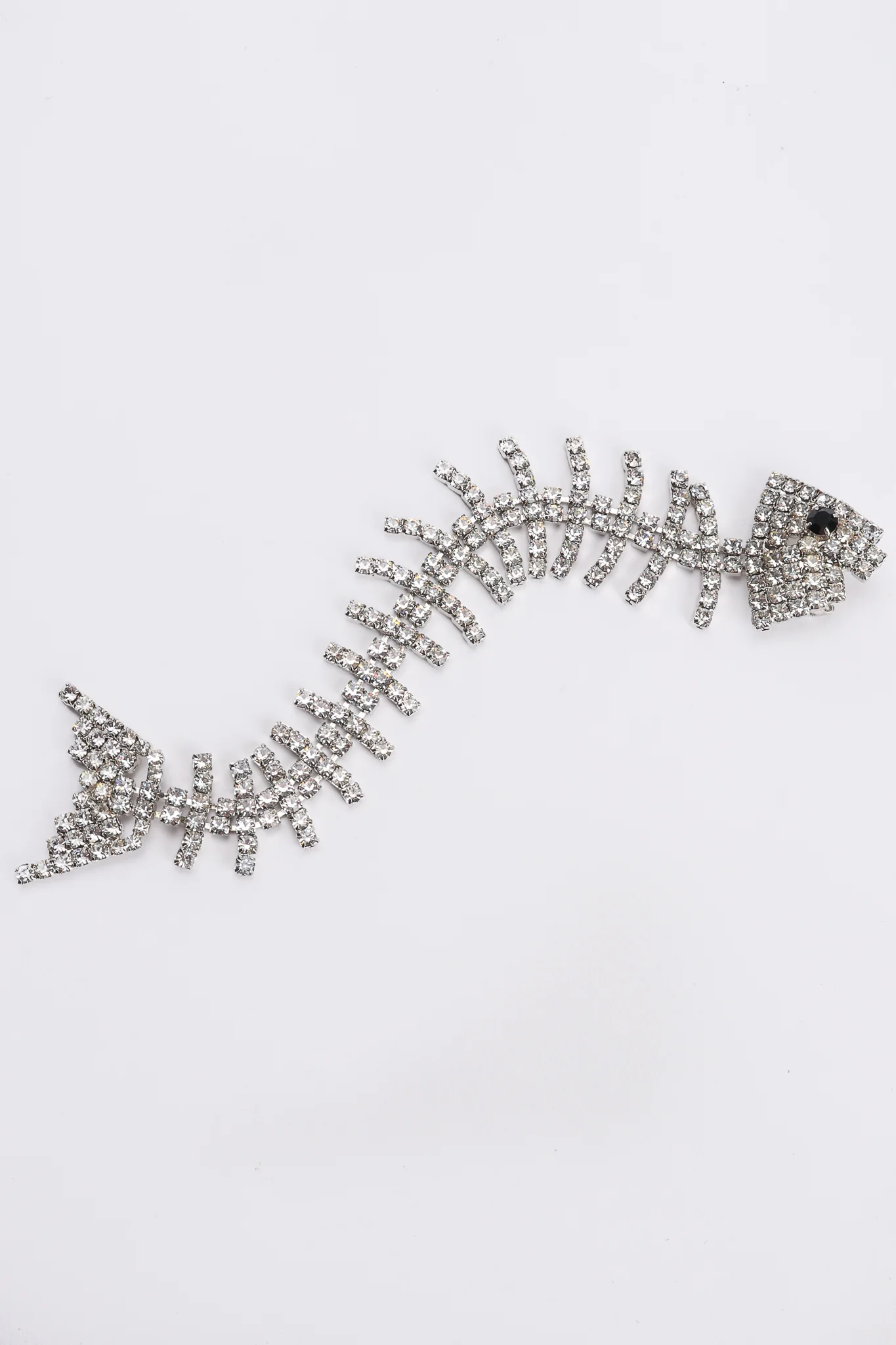 Crystal Fish Bone Brooch