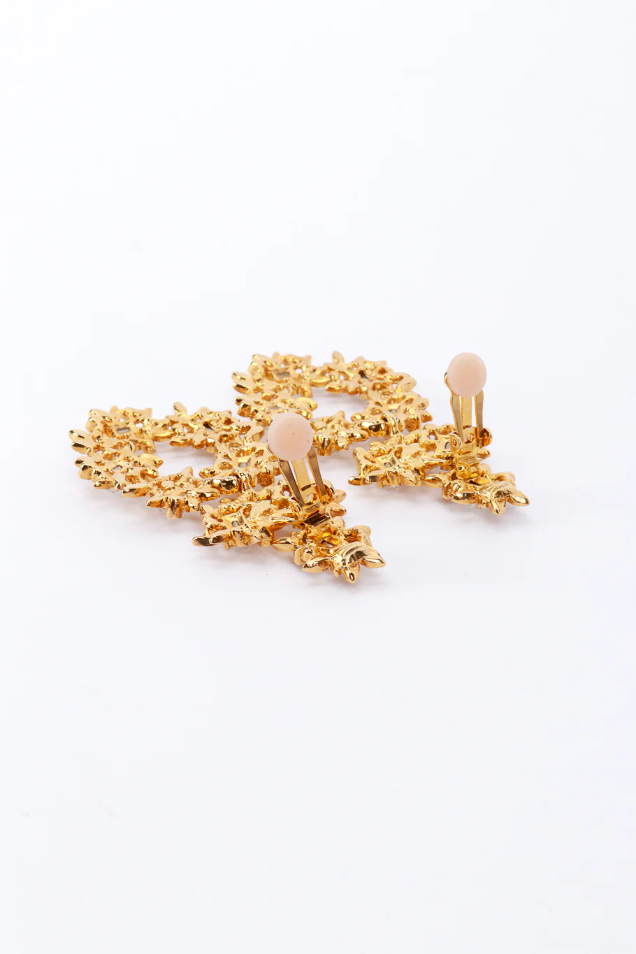 Crystal Floral Drop Hoop Earrings - Image 4