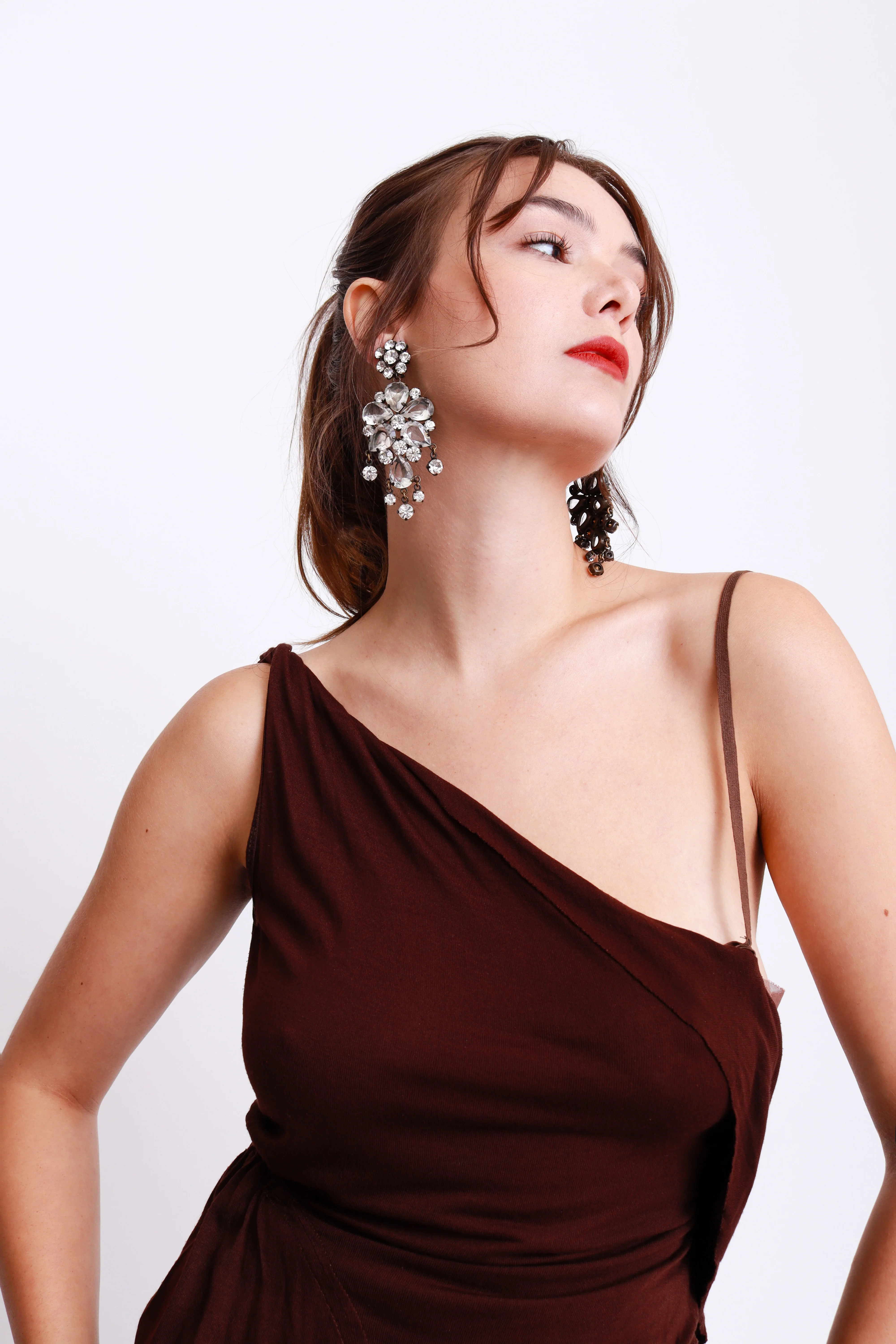 Crystal Flower Drop Earrings - Image 2
