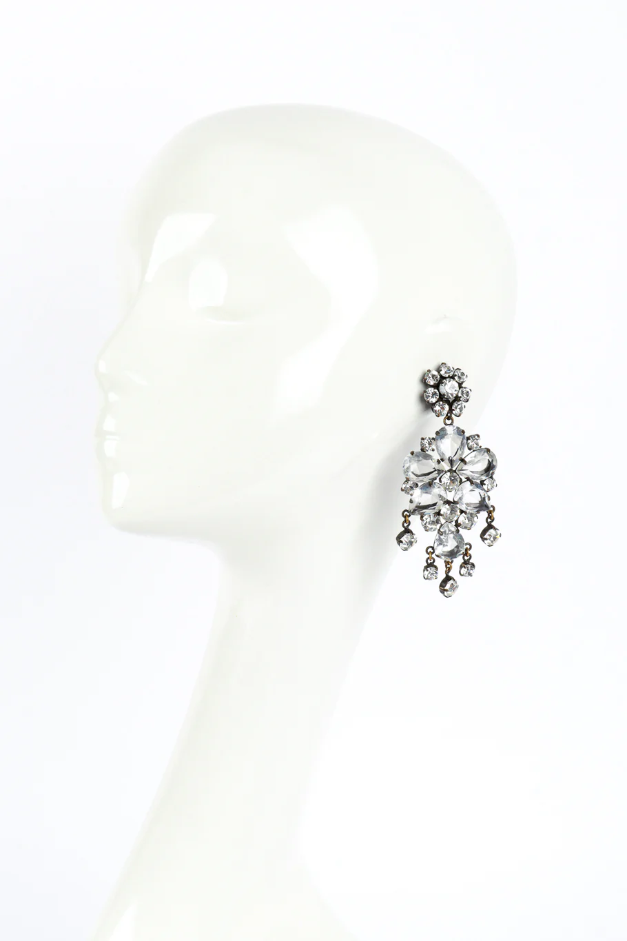 Crystal Flower Drop Earrings - Image 3