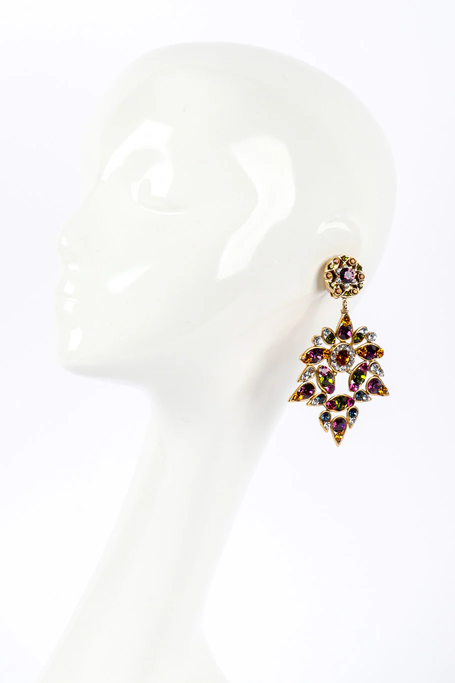 Crystal Flower Drop Earrings - Image 2