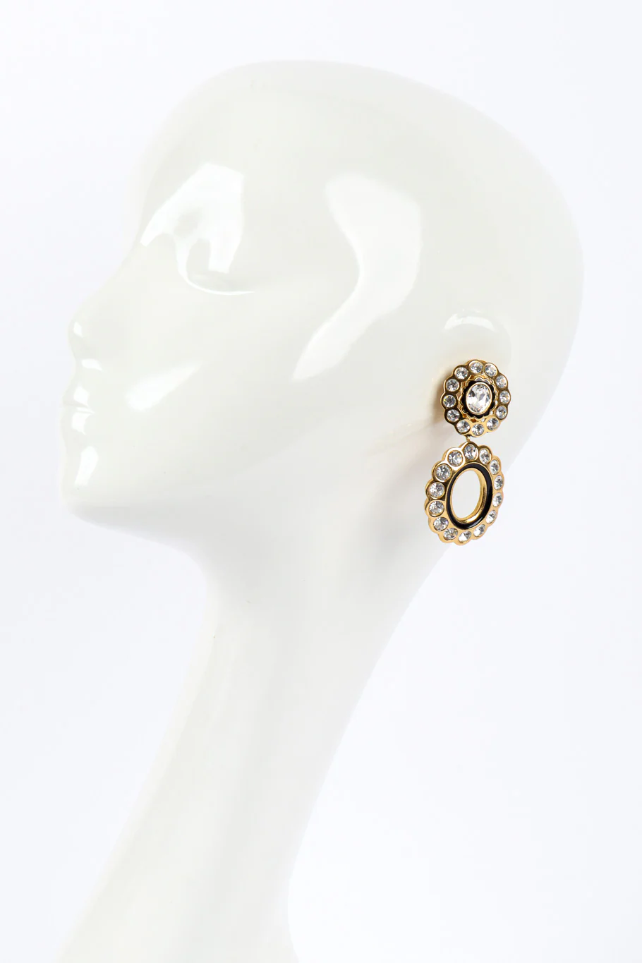 Crystal Flower Hoop Drop Earrings - Image 2