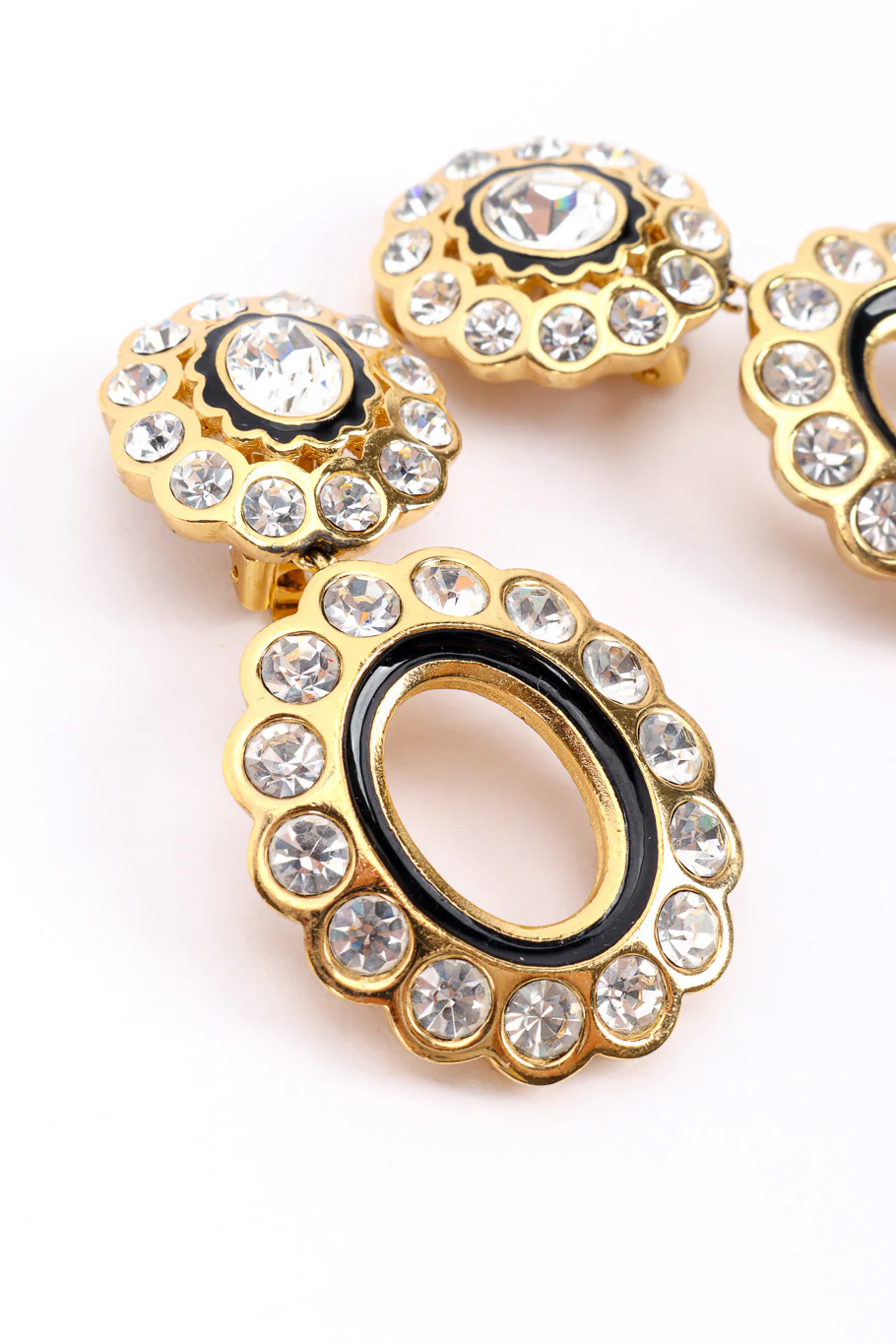 Crystal Flower Hoop Drop Earrings - Image 4