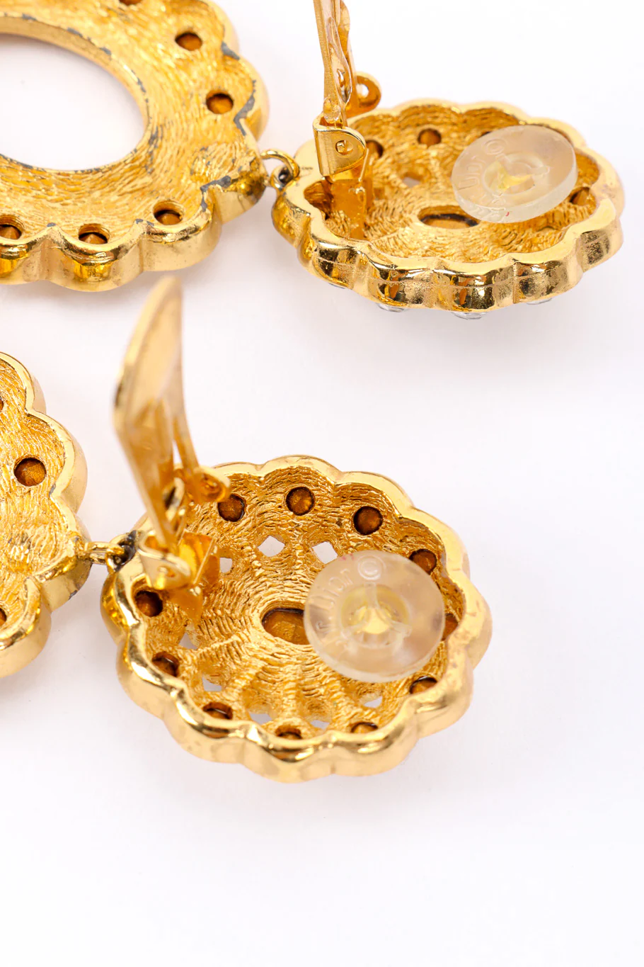 Crystal Flower Hoop Drop Earrings - Image 6